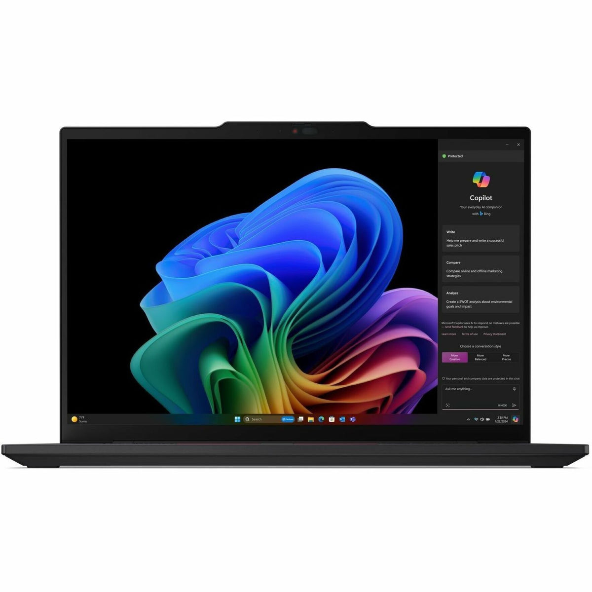 Lenovo ThinkPad T14s Gen 6 21N1001JAU 14' Touchscreen Copilot+ PC Notebook - WUXGA - 60 Hz - Qualcomm Snapdragon X Elite X1E-78-100 - 32 GB - 512 GB SSD - English Keyboard - Black