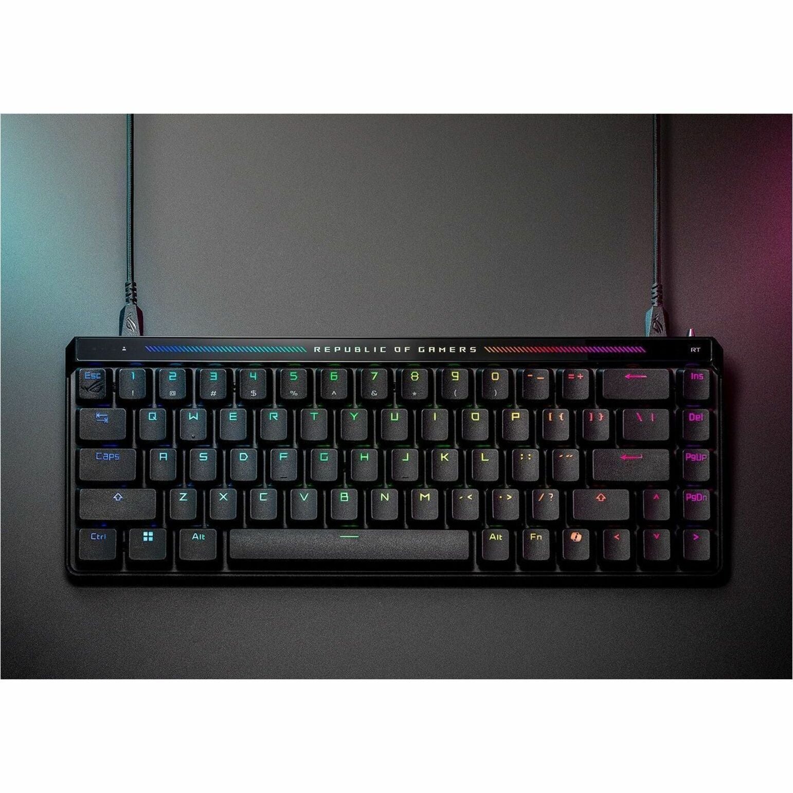 Asus ROG Falchion Ace HFX Gaming Keyboard - Compact - Cable Connectivity - USB 2.0 Interface - RGB LED - Black - Alternate view 6