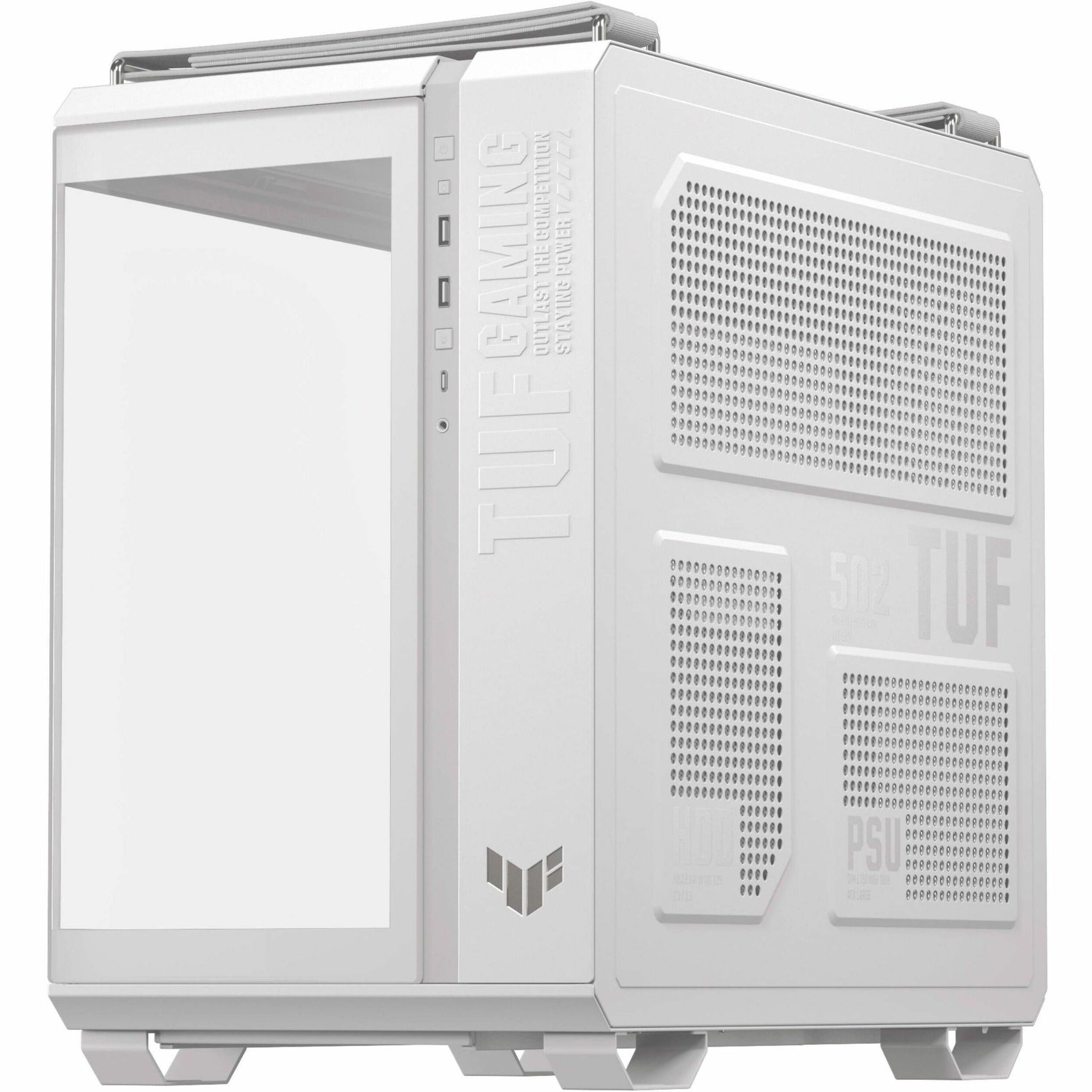 TUF GT502 Gaming Computer Case - ATX Motherboard Supported - Mid-tower - Tempered Glass - White - Left view