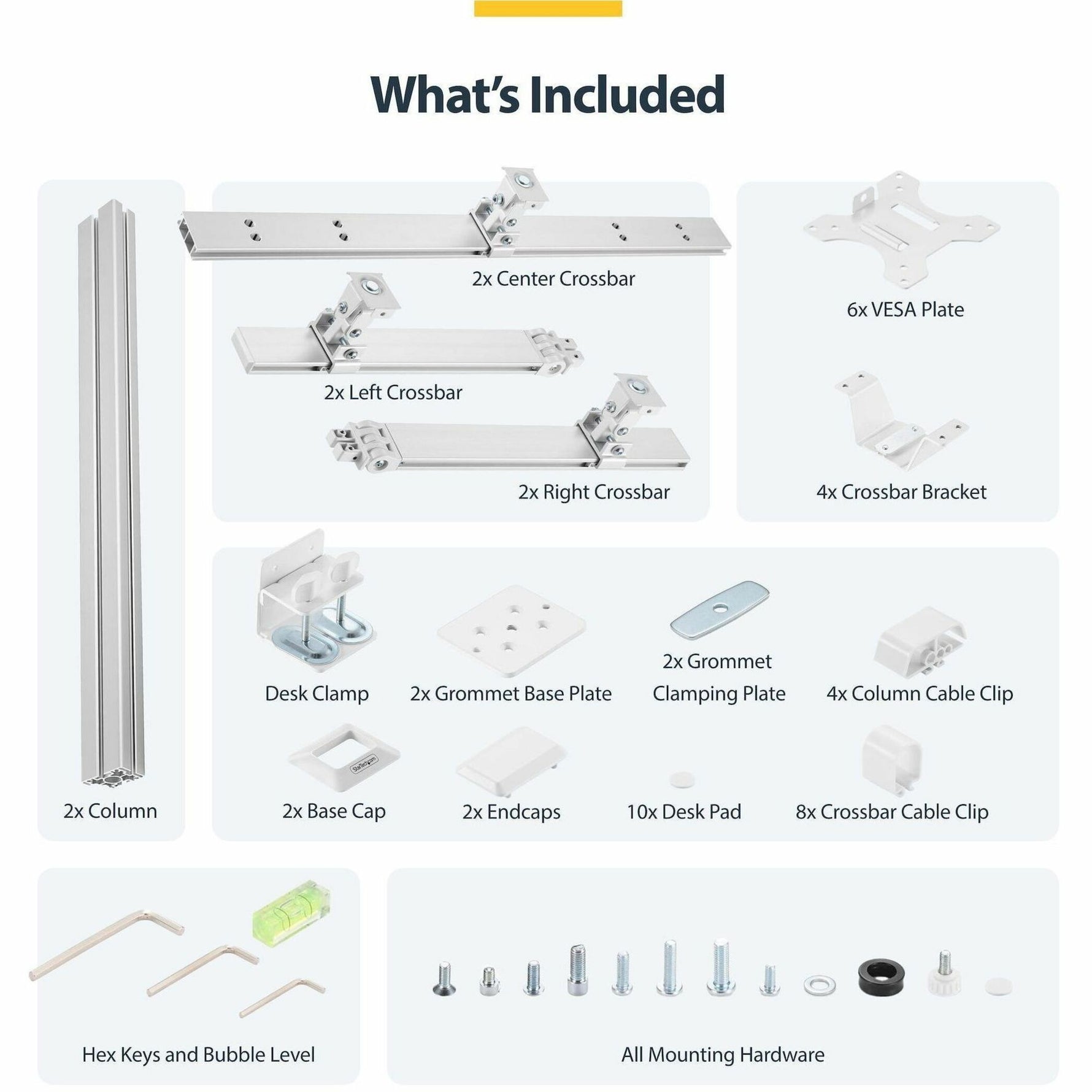 StarTech.com Six-Monitor Desk Mount with Crossbar, Up To 32-inch Computer Screens, Max 17.6lb (8kg) each, Dual Column, C-clamp/Grommet - Alternate view 6