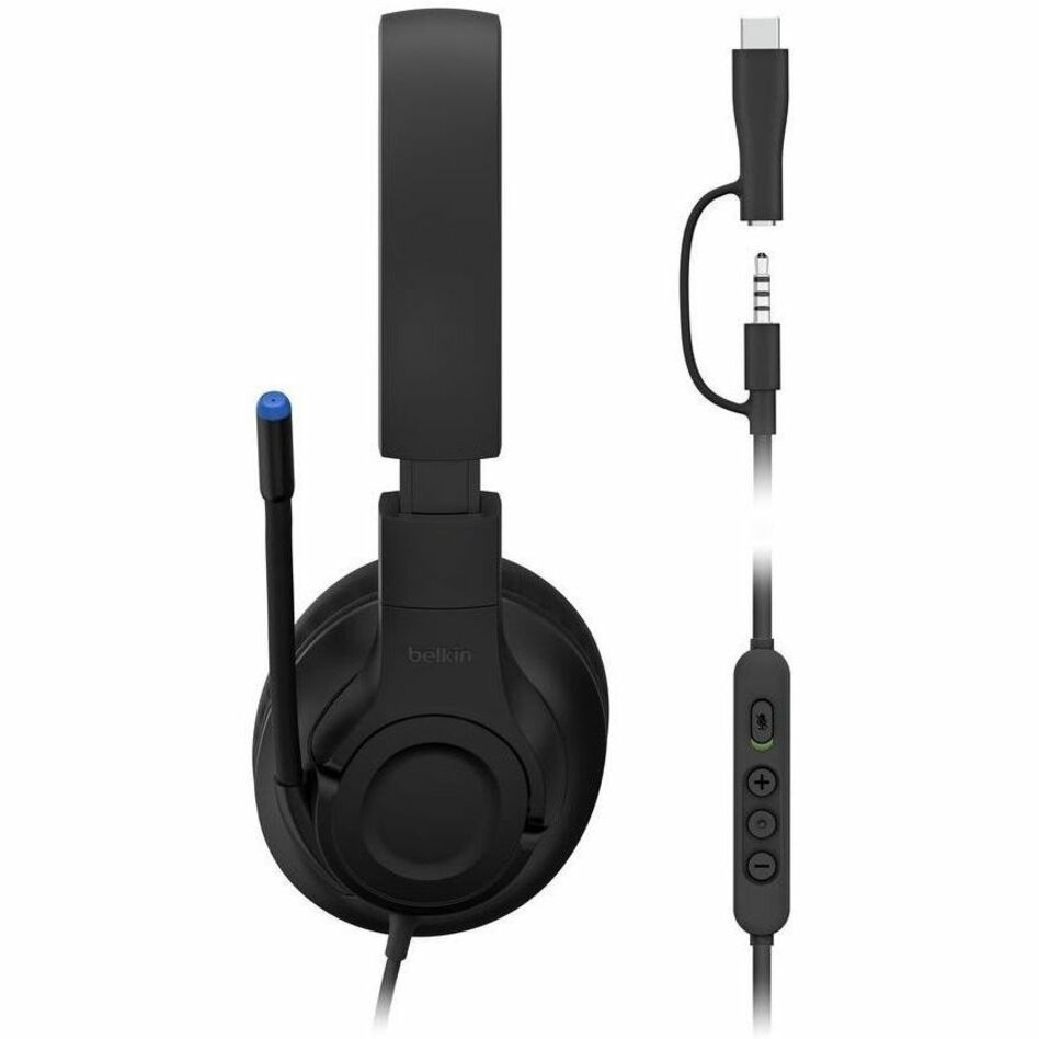 Belkin SoundForm Inspire Wired Over-the-ear, Over-the-head Stereo Headset - Black - Left view