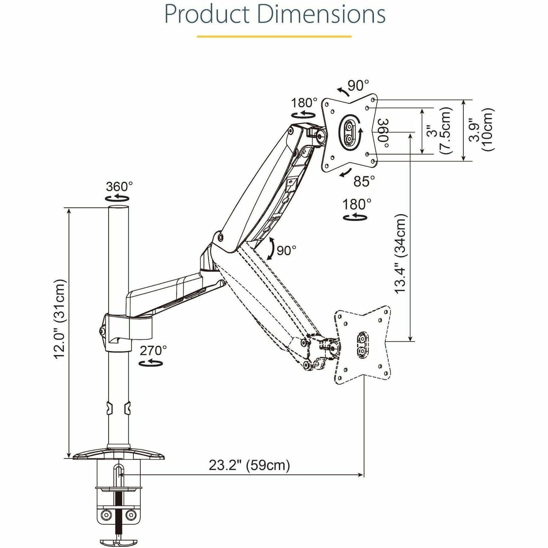 StarTech.com Mounting Arm for Flat Panel Display, Monitor, Curved Screen Display - Alternate view 7