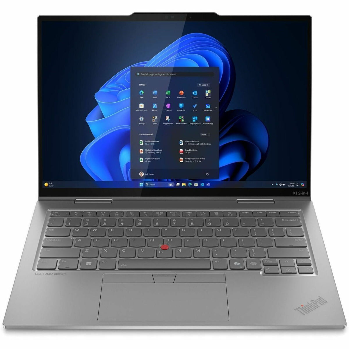 Lenovo Thinkpad X1 Gen 10 21NU001HAU 14' Touchscreen Convertible Copilot+ PC 2 in 1 Notebook - WUXGA - 60 Hz - Intel Core Ultra 7 258V - Intel Evo Platform - 32 GB - 512 GB SSD - English Keyboard - Gr - Alternate view 15