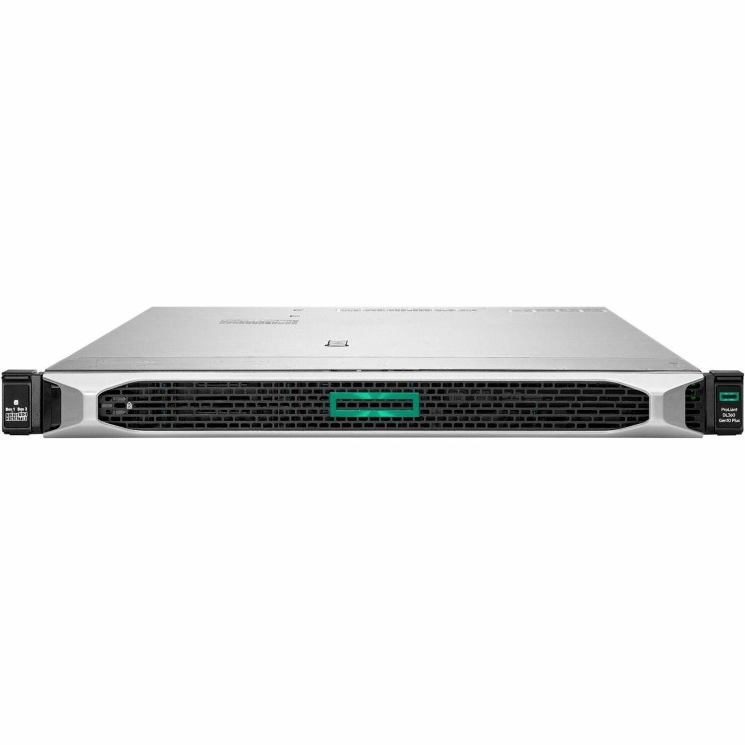 HPE ProLiant DL360 G10 Plus 1U Rack Server - 1 x Intel Xeon Silver 4314 2.40 GHz - 64 GB RAM - 960 GB SSD - (2 x 480GB) SSD Configuration - 24Gb/s SAS, NVMe Controller - Left view