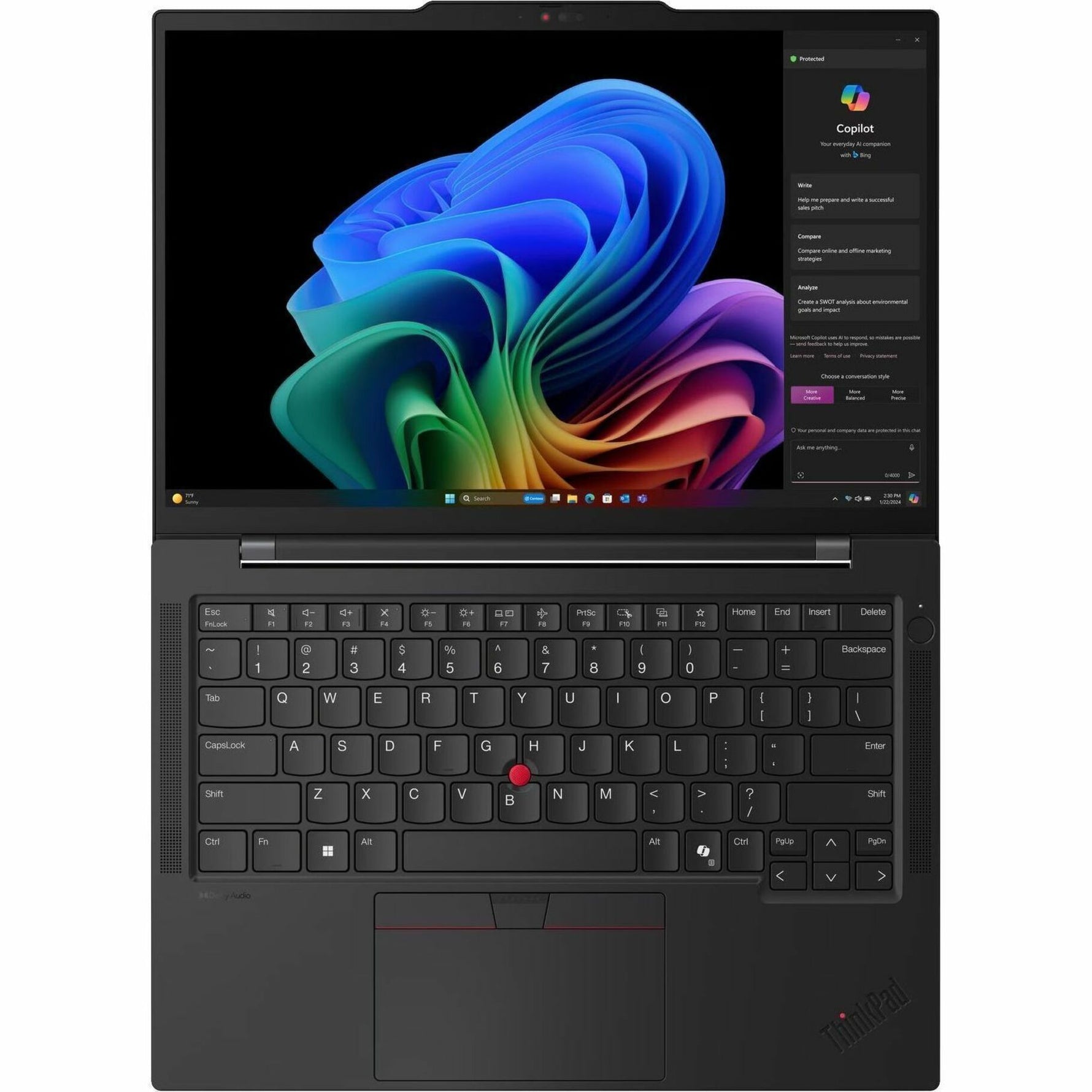 Lenovo ThinkPad T14s Gen 6 21QX000PAU 14' Touchscreen Copilot+ PC Notebook - WUXGA - 60 Hz - Intel Core Ultra 5 228V - 32 GB - 512 GB SSD - English Keyboard - Black - Alternate view 9
