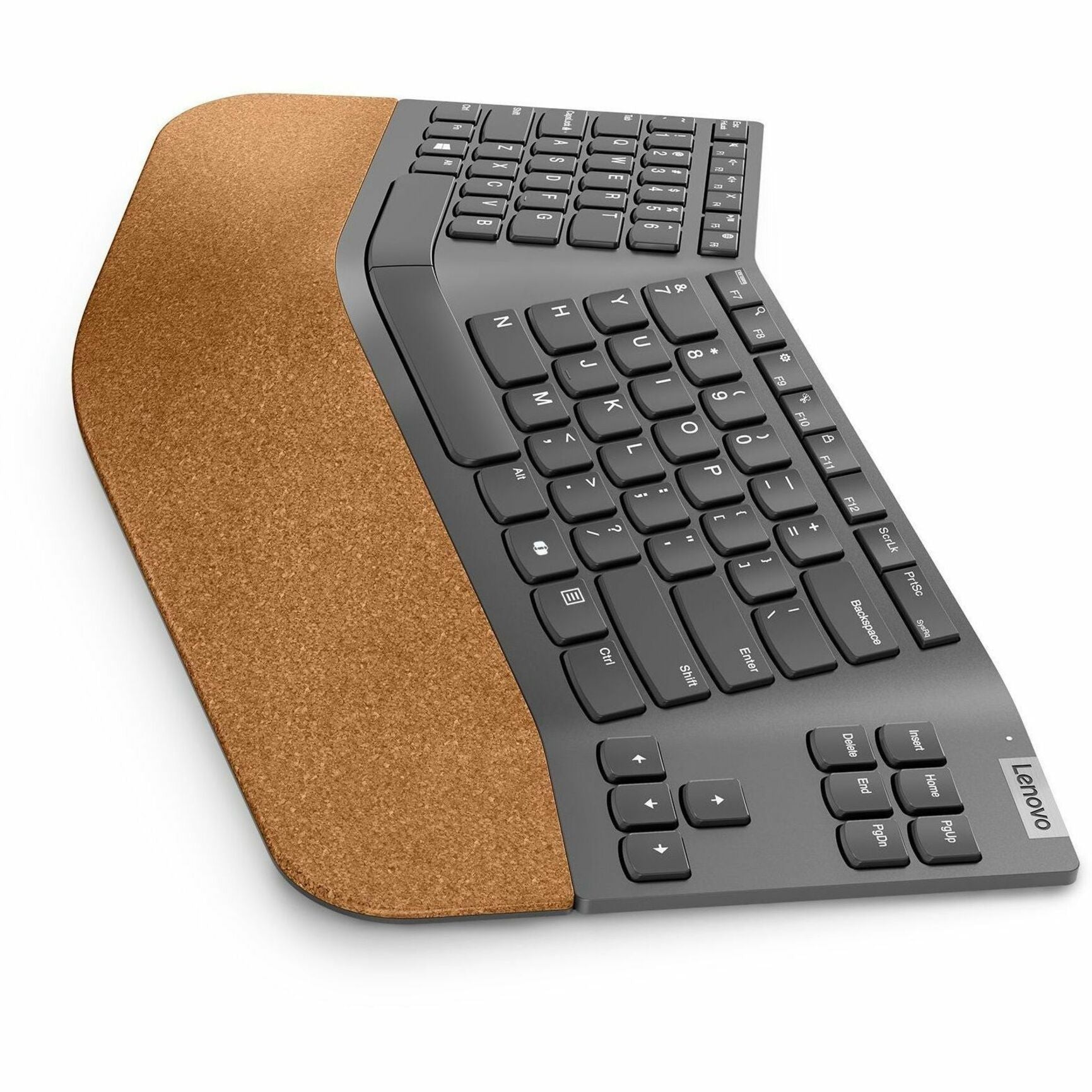 Lenovo GO Keyboard - Wireless Connectivity - USB Type A Interface - English (US) - Storm Grey - Left view