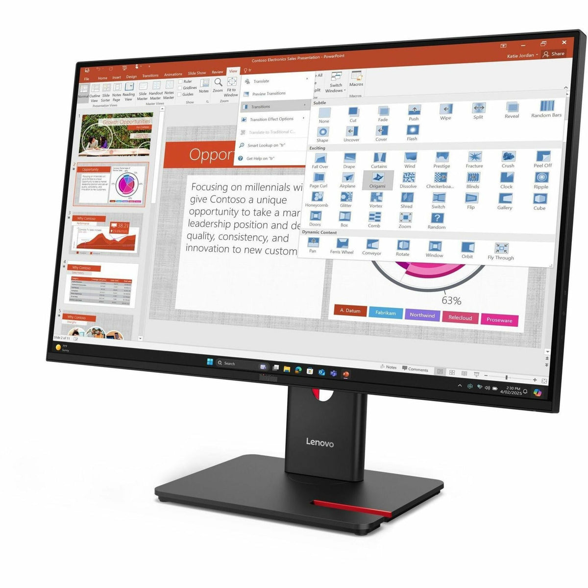 Lenovo ThinkVision T27-40 27' Class Full HD LED Monitor - 16:9 - Eclipse Black