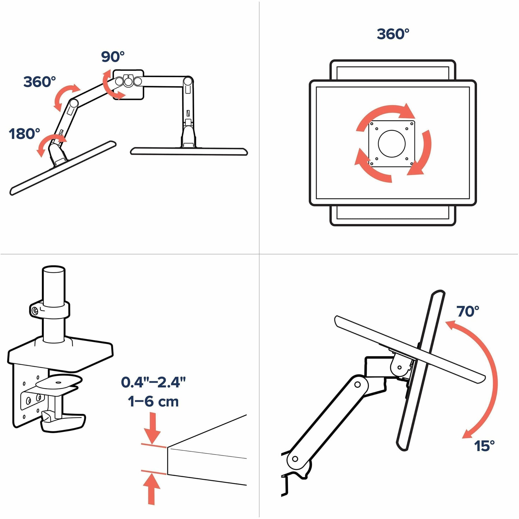 Ergotron Mounting Arm for Monitor, Display, LCD Display - Black - Alternate view 6