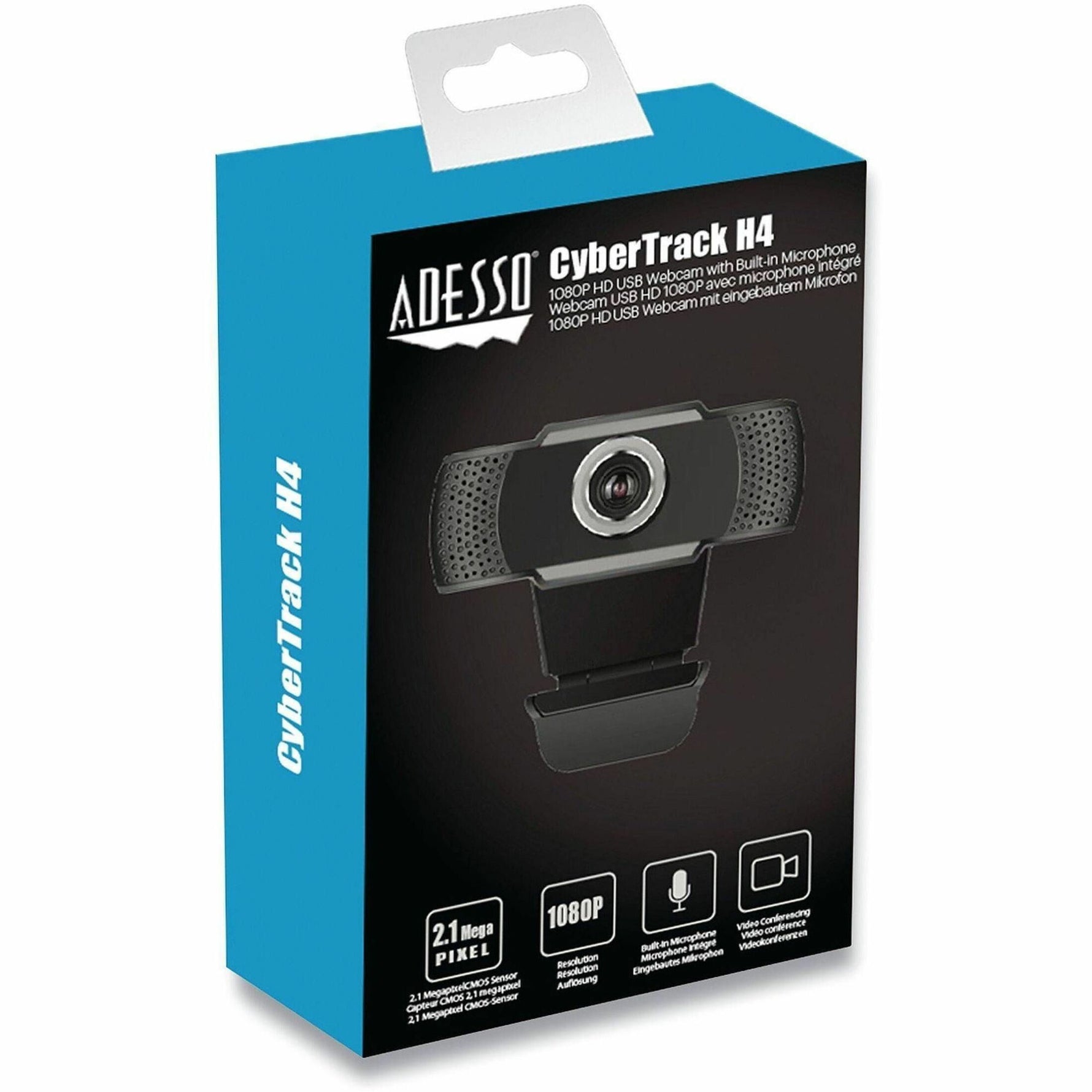 Adesso CyberTrack CyberTrack H4 Webcam - 2.1 Megapixel - 30 fps - Black - USB 2.0 - In Package