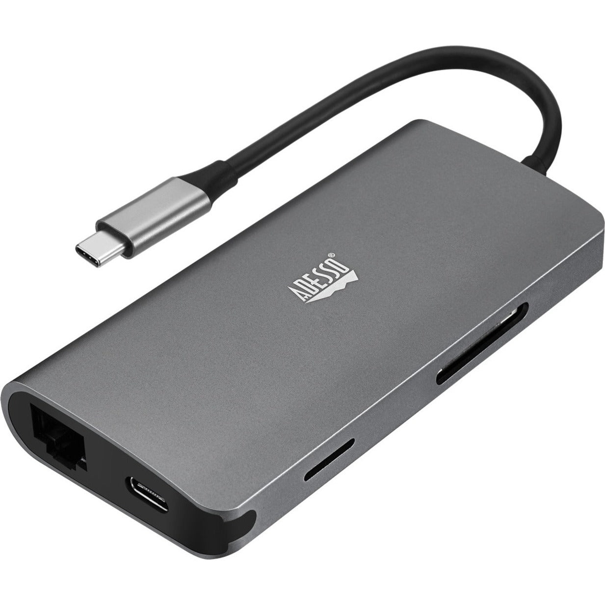 Adesso AUH-4030 USB Type C Docking Station for Projector, TV - Charging Capability - Memory Card Reader - SD - 60 W - Silver - TAA Compliant