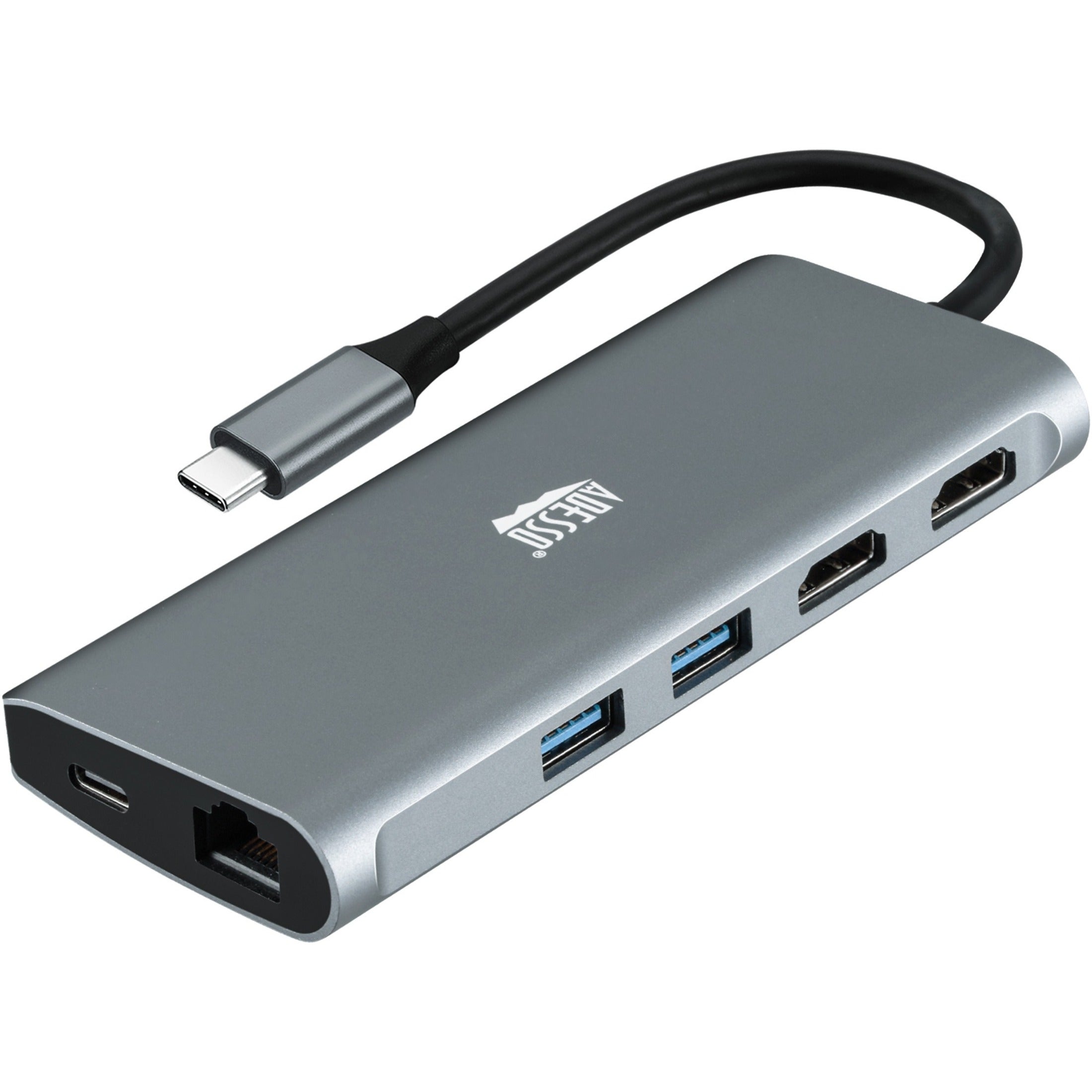 Adesso USB Type C Docking Station for TV, Projector - Charging Capability - Memory Card Reader - SD - TAA Compliant