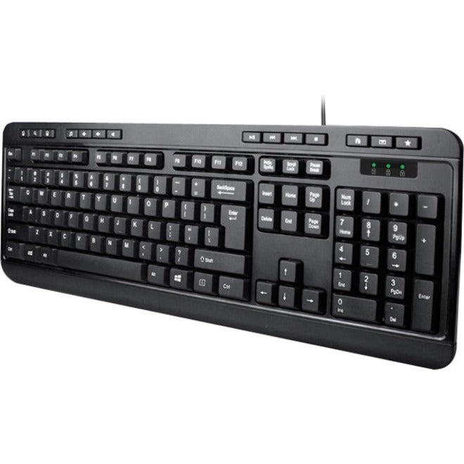 Adesso AKB-132UB Keyboard - Full-size - Cable Connectivity - USB Interface - English (US) - Black