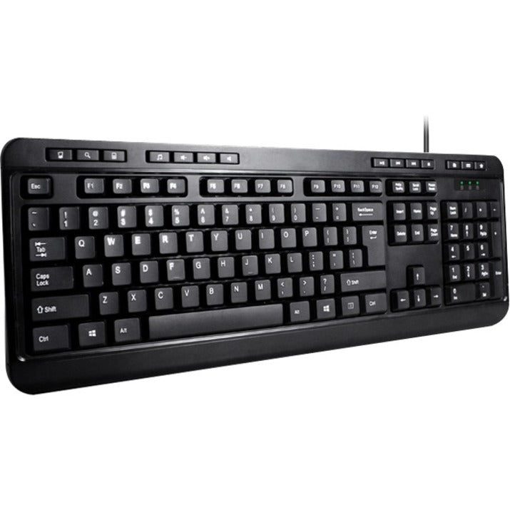 Adesso AKB-132UB Keyboard - Full-size - Cable Connectivity - USB Interface - English (US) - Black - Right view