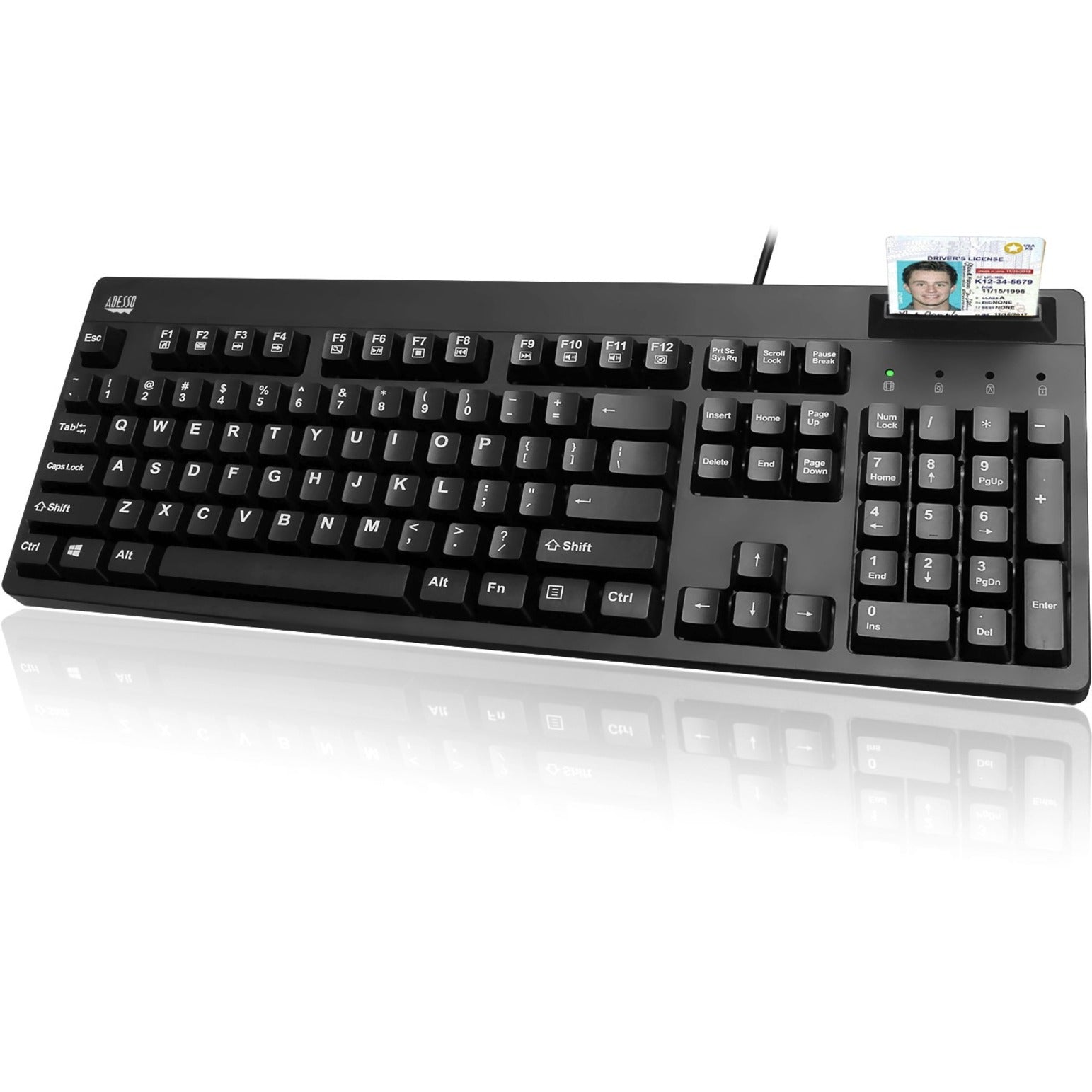 Adesso EasyTouch AKB-630SB-TAA Keyboard - Cable Connectivity - USB Interface - English (US) - Black - TAA Compliant
