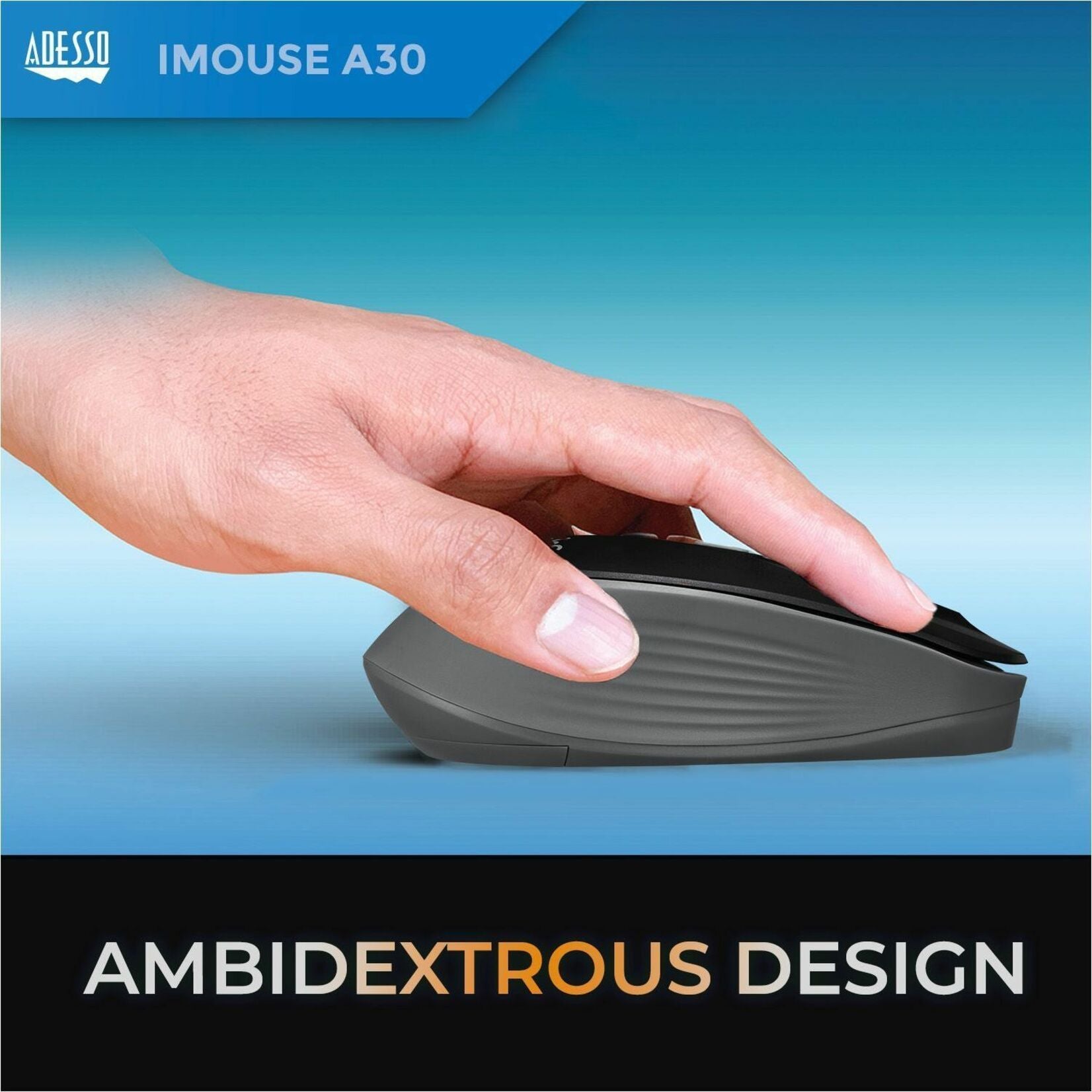 Adesso iMouse A30B Mouse - Radio Frequency - USB Type A - Optical - Black - Alternate view 6