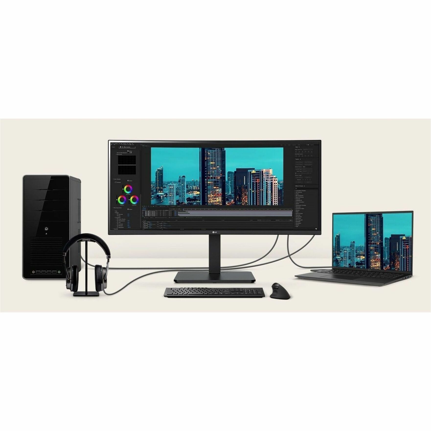 LG 34BA85QE-B 34' Class Webcam UWQHD Curved Screen LED Monitor - 21:9 - Textured Black - Alternate view 7