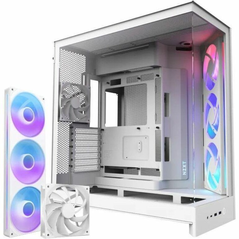 NZXT H9 Flow CM-H92FW-R1 Computer Case - ATX Motherboard Supported - Mid-tower - Glass, Tempered Glass, Steel, Galvanized Cold Rolled Steel (SGCC) - Black - Alternate view 7