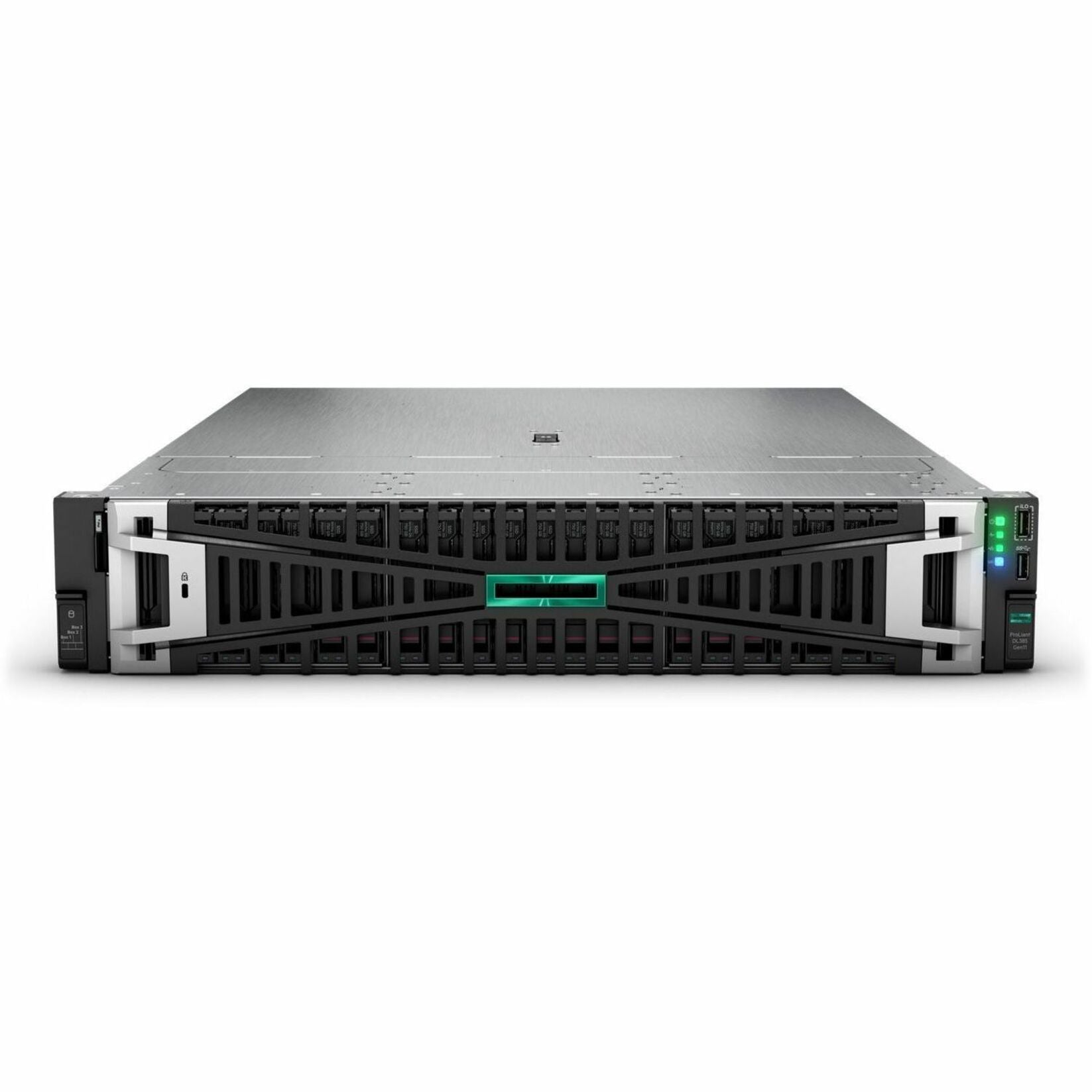 HPE ProLiant DL385 G11 2U Rack Server - 1 x AMD EPYC 9115 2.60 GHz - 64 GB RAM - 960 GB SSD - (2 x 480GB) SSD Configuration - 12Gb/s SAS Controller - Left view