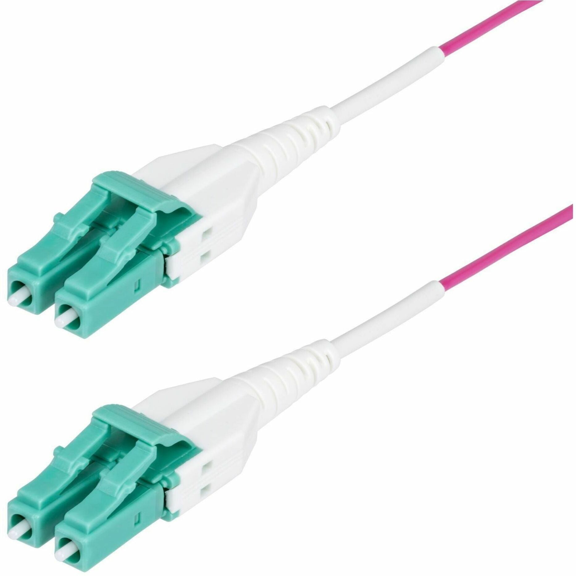 StarTech.com 2m (6.6ft) LC to LC (UPC) OM4 Multimode Fiber Optic Cable, Erika Violet, 50/125, 100G, Uniboot Fiber Jumper Cord, OFNR Riser