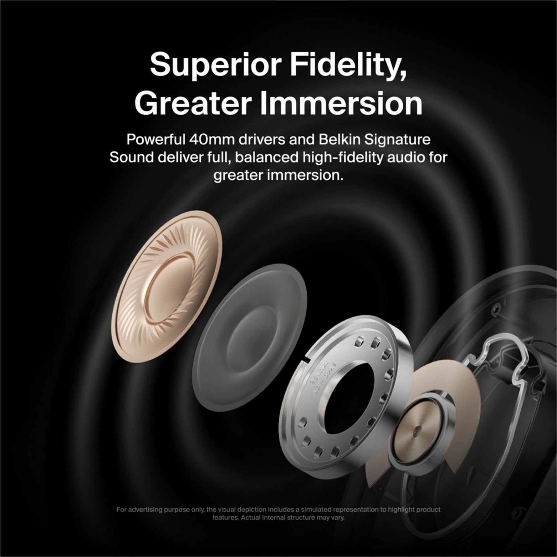 Belkin SoundForm Isolate Wired/Wireless Over-the-ear, Over-the-head Stereo Headset - Black - Alternate view 8