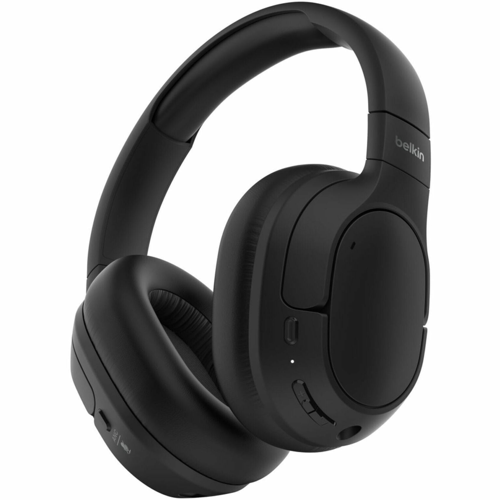 Belkin SoundForm Isolate Wired/Wireless Over-the-ear, Over-the-head Stereo Headset - Black - Left view