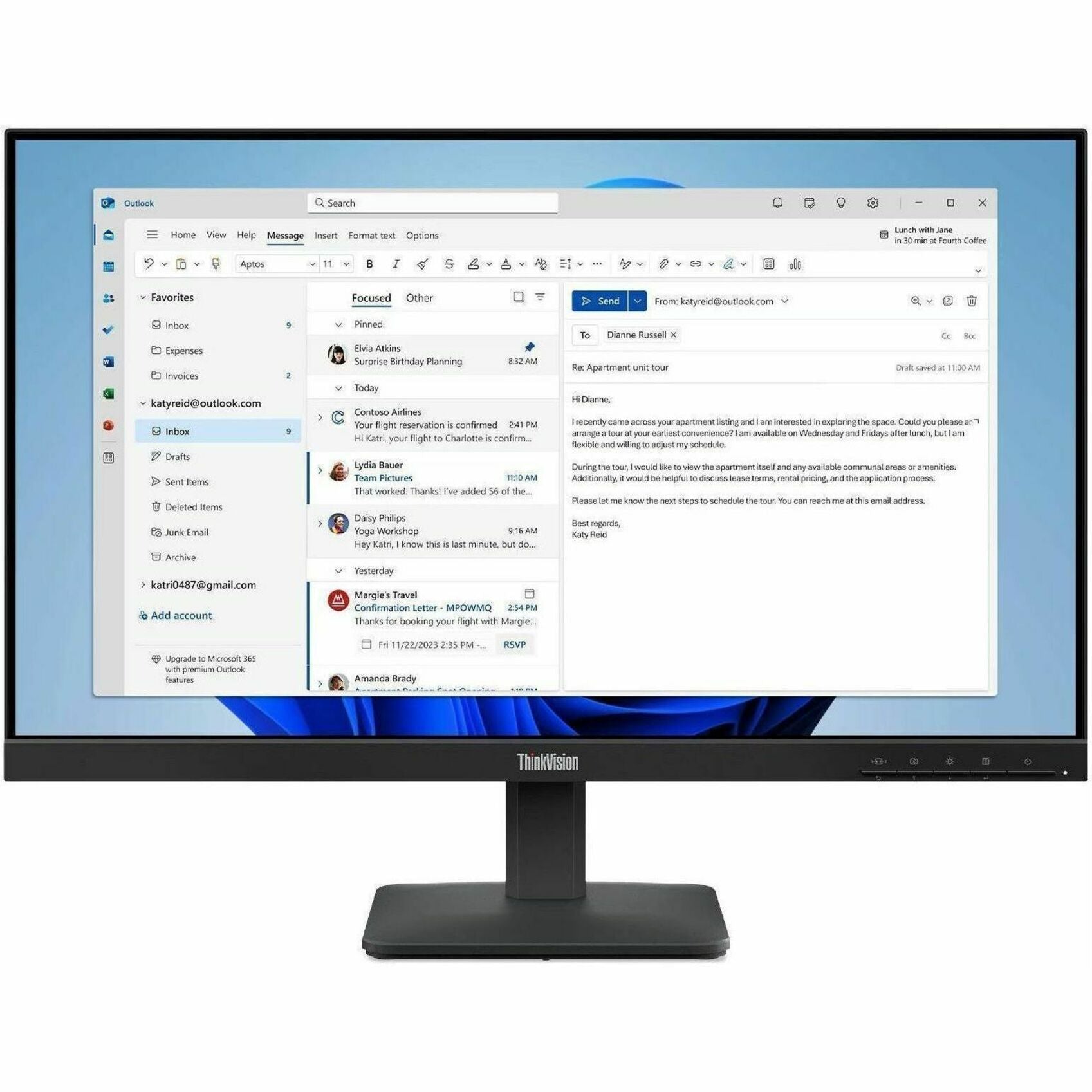 Lenovo ThinkVision S24-4e 24' Class Full HD LED Monitor - 16:9 - Raven Black