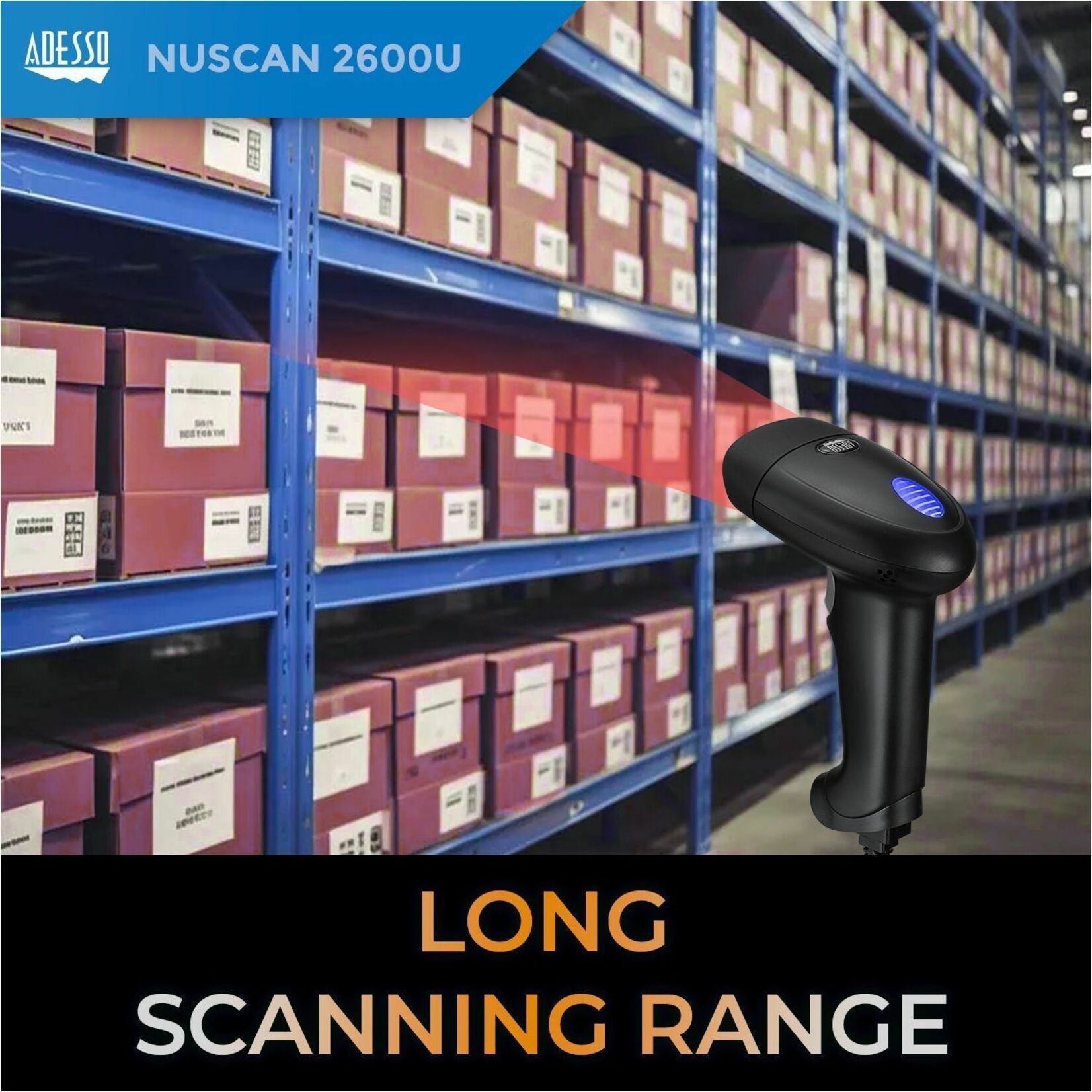 Adesso NuScan 2600U Logistics, Warehouse Handheld Barcode Scanner - Cable Connectivity - Alternate view 9