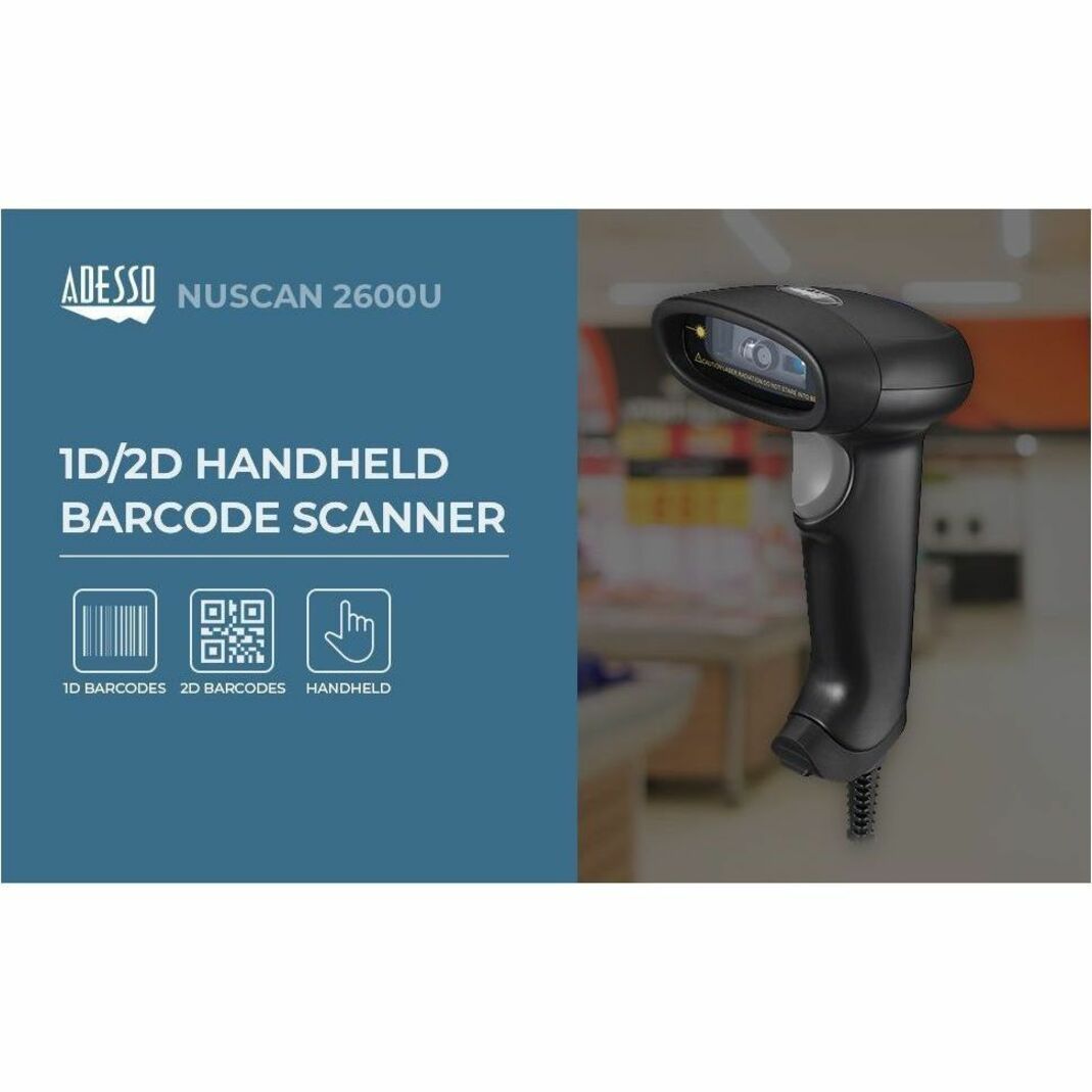 Adesso NuScan 2600U Logistics, Warehouse Handheld Barcode Scanner - Cable Connectivity - Alternate view 7