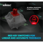 Adesso EasyTouch 1000 Keyboard - Wired/Wireless Connectivity - USB Interface - RGB LED - English (US) - Grey - Alternate view 6