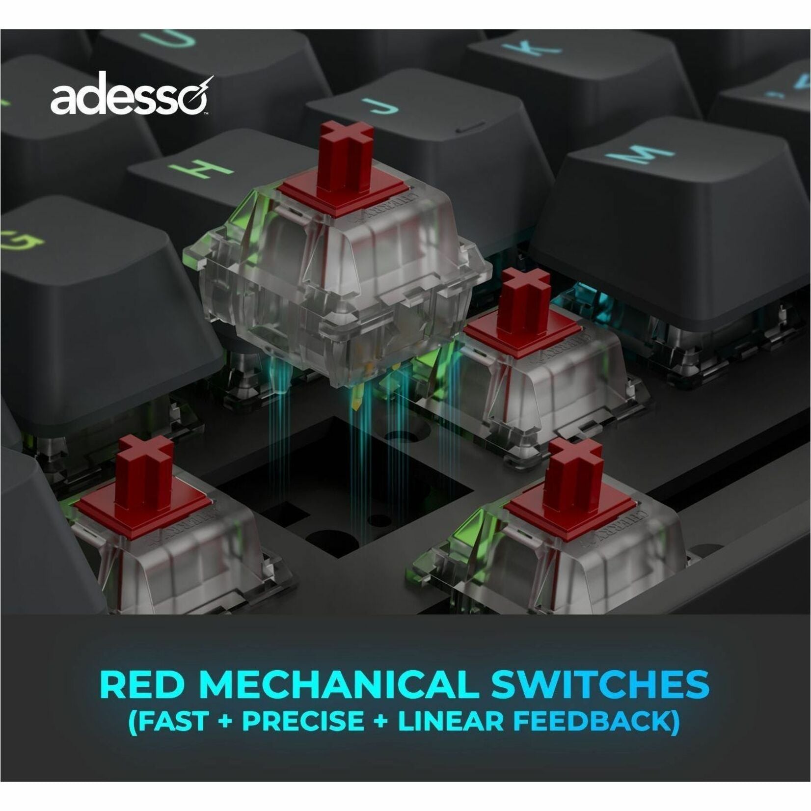 Adesso EasyTouch 1000 Keyboard - Wired/Wireless Connectivity - USB Interface - RGB LED - English (US) - Grey - Alternate view 7