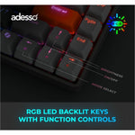 Adesso EasyTouch 1000 Keyboard - Wired/Wireless Connectivity - USB Interface - RGB LED - English (US) - Grey - Alternate view 8