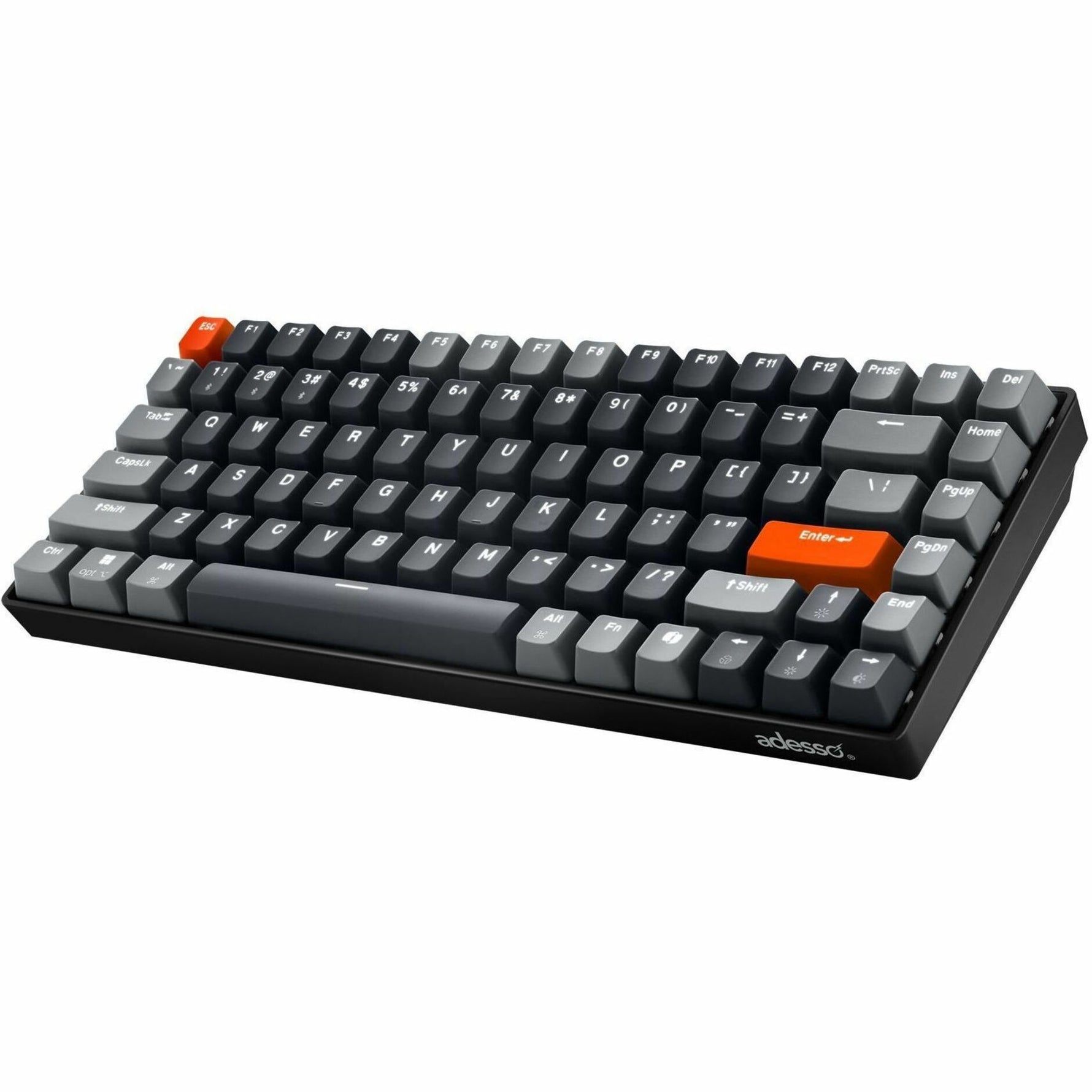 Adesso EasyTouch 1000 Keyboard - Wired/Wireless Connectivity - USB Interface - RGB LED - English (US) - Grey - Left view