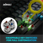 Adesso EasyTouch 1000 Keyboard - Wired/Wireless Connectivity - USB Interface - RGB LED - English (US) - Grey - Alternate view 9