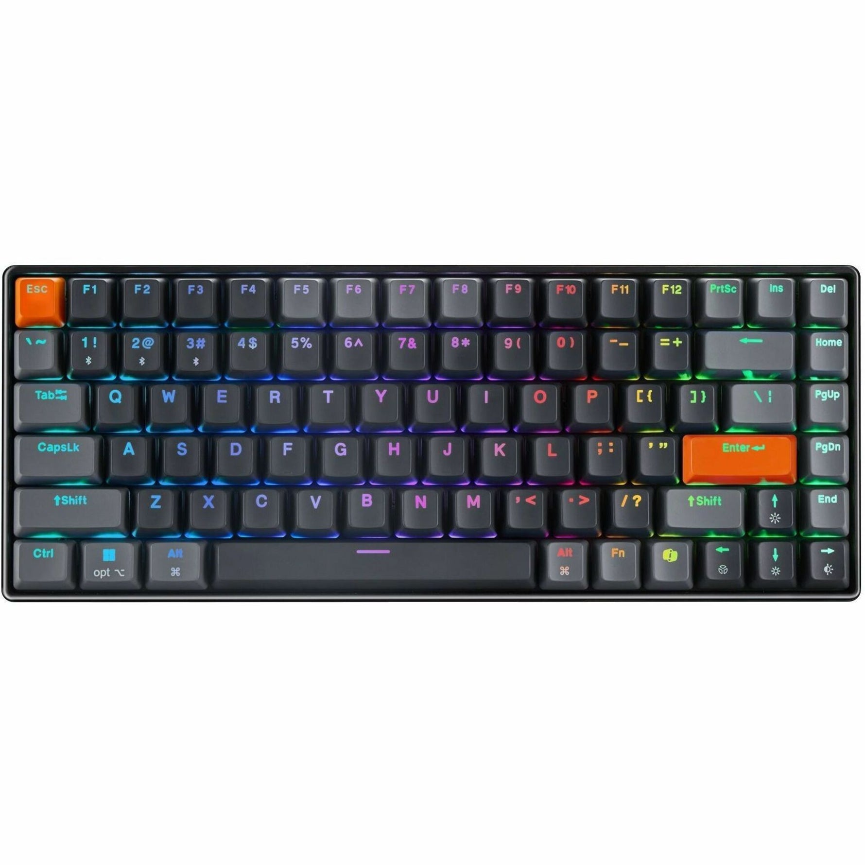 Adesso EasyTouch 1000 Keyboard - Wired/Wireless Connectivity - USB Interface - RGB LED - English (US) - Grey - Top view
