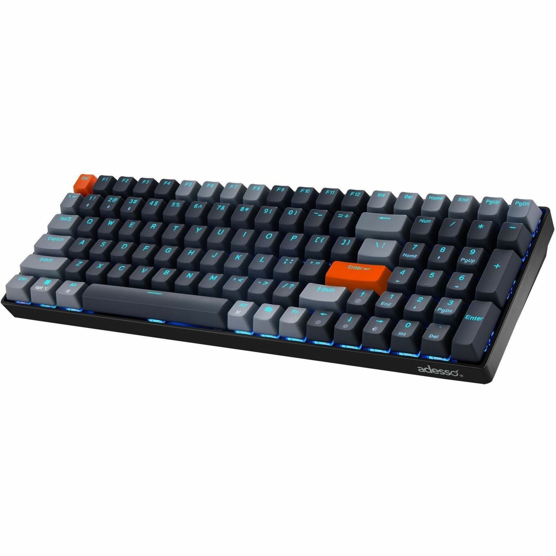 Adesso EasyTouch 1200 Keyboard - Wired/Wireless Connectivity - USB Interface - RGB LED - English (US)
