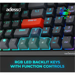 Adesso EasyTouch 1200 Keyboard - Wired/Wireless Connectivity - USB Interface - RGB LED - English (US) - Alternate view 17