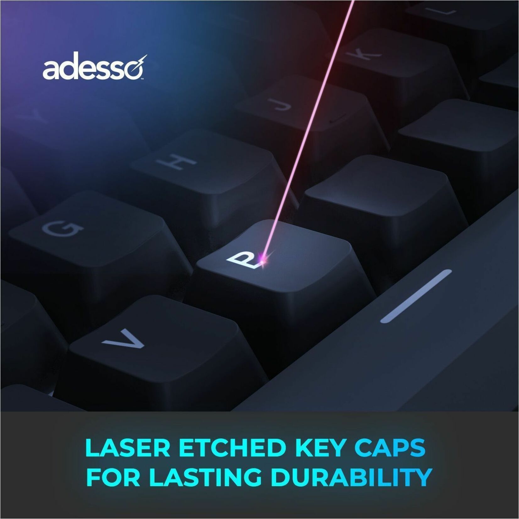Adesso EasyTouch 1200 Keyboard - Wired/Wireless Connectivity - USB Interface - RGB LED - English (US) - Alternate view 11