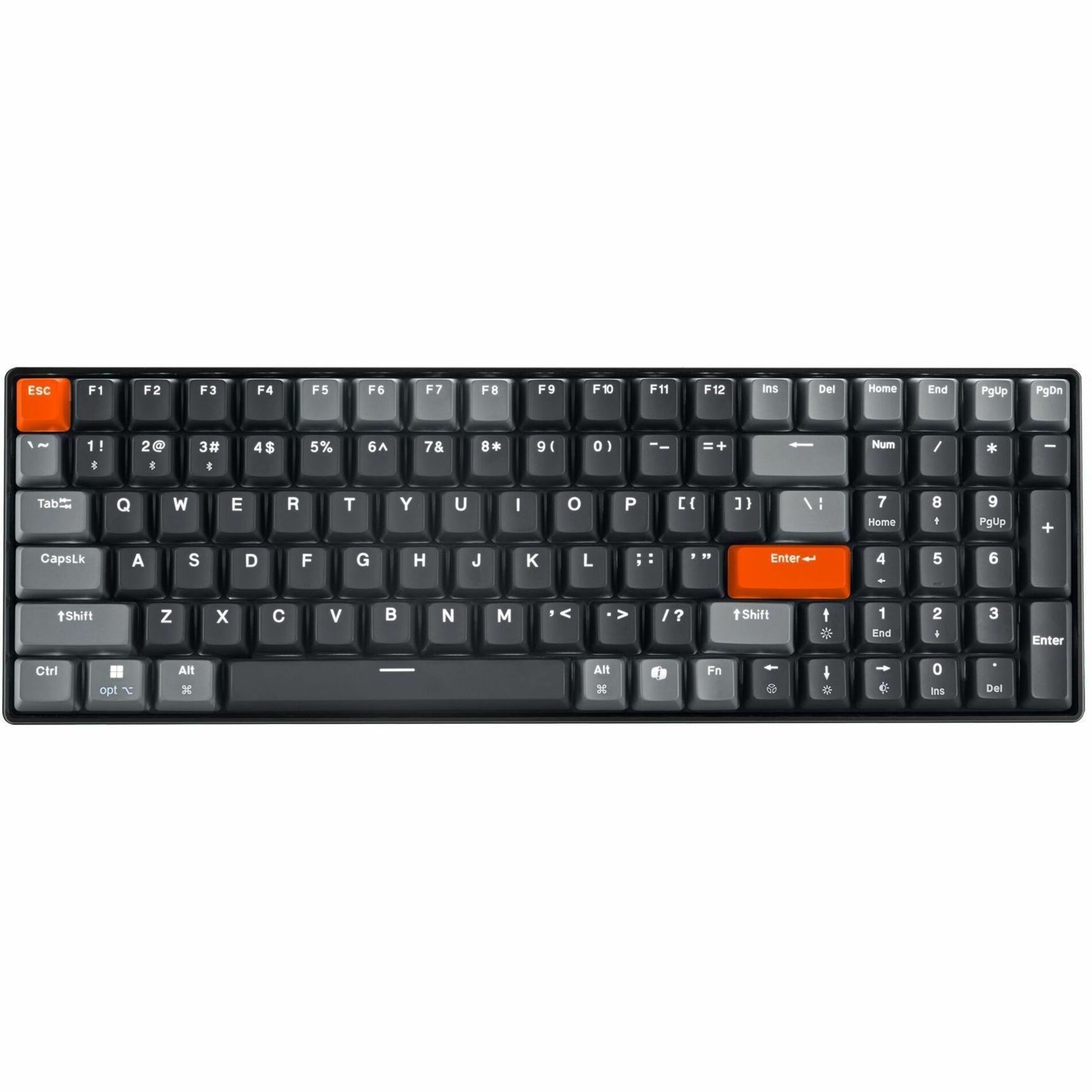 Adesso EasyTouch 1200 Keyboard - Wired/Wireless Connectivity - USB Interface - RGB LED - English (US) - Top view