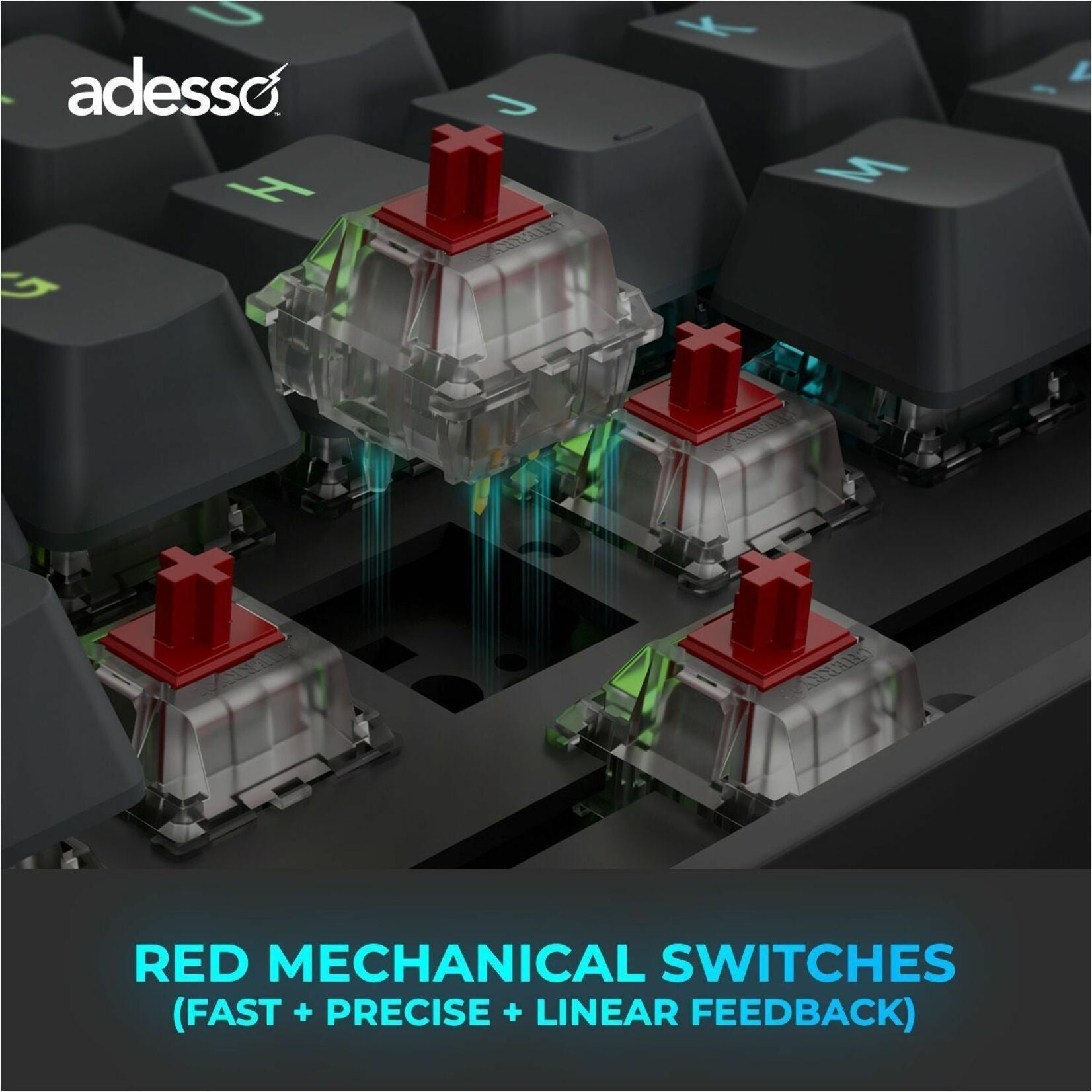 Adesso EasyTouch 1200 Keyboard - Wired/Wireless Connectivity - USB Interface - RGB LED - English (US) - Alternate view 18