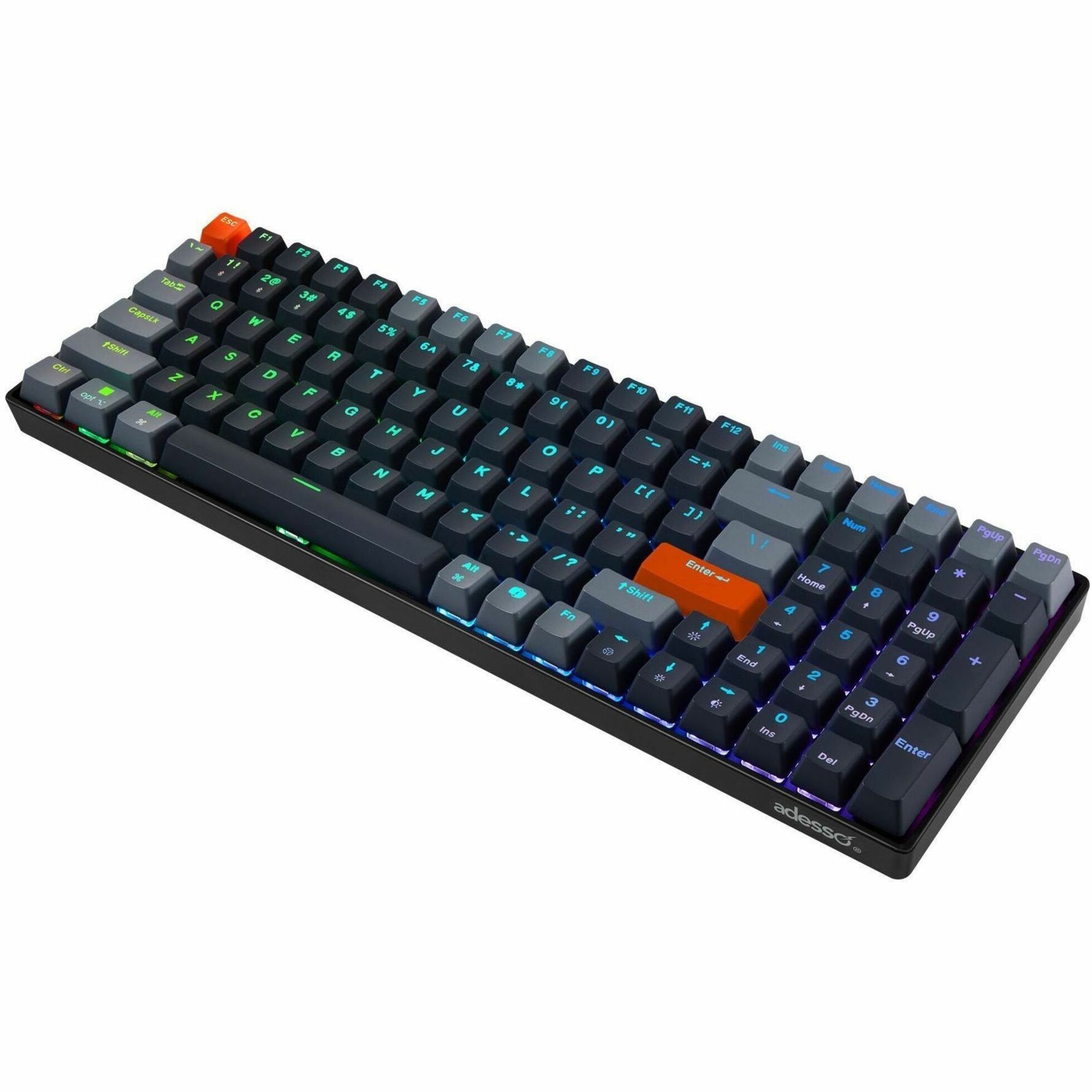 Adesso EasyTouch 1200 Keyboard - Wired/Wireless Connectivity - USB Interface - RGB LED - English (US) - Alternate view 8