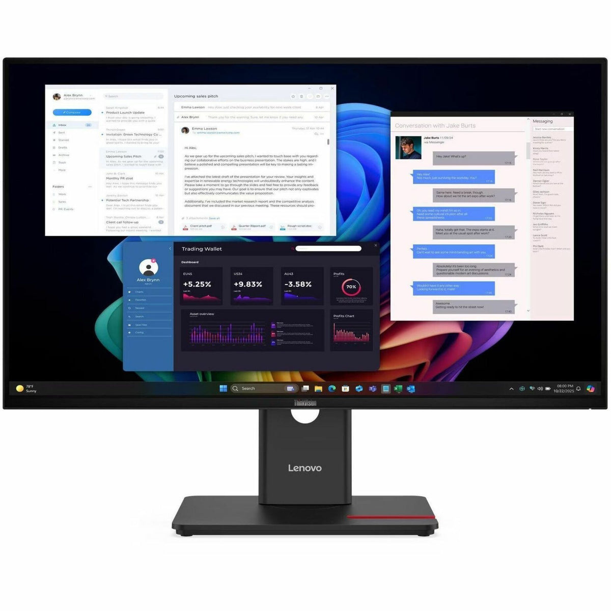 Lenovo ThinkVision T27UD-40 27' Class 4K UHD LED Monitor - 16:9 - Eclipse Black