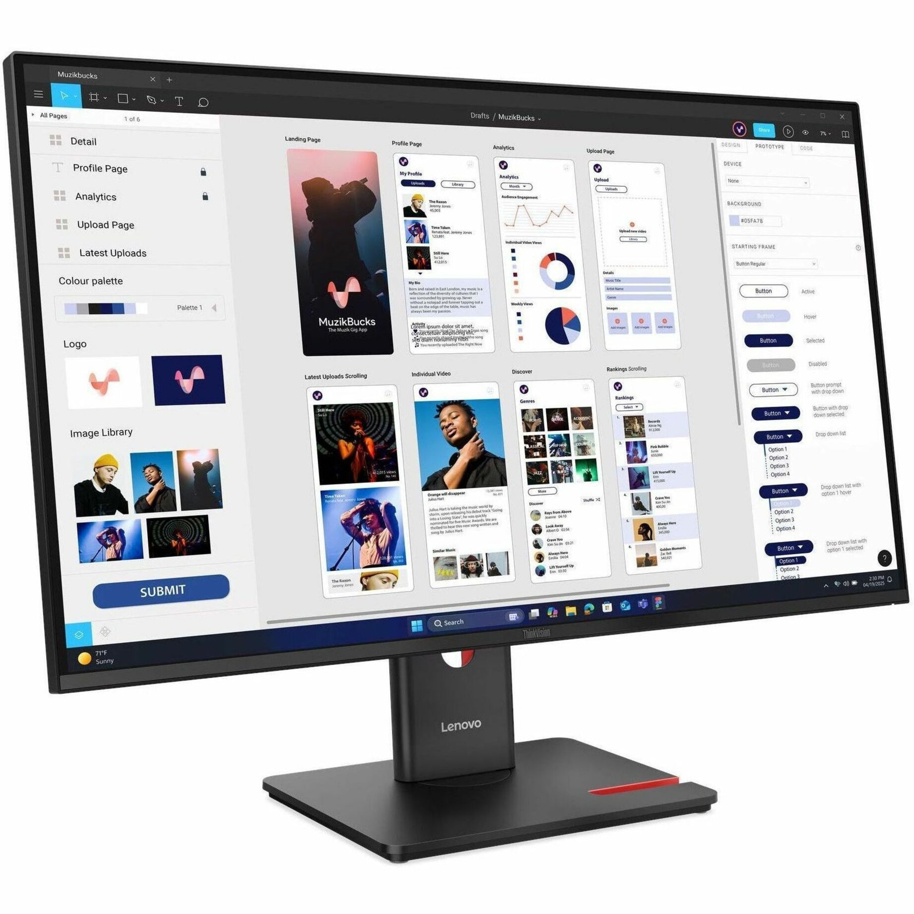 Lenovo ThinkVision T32UD-40 32' Class 4K UHD LED Monitor - 16:9 - Eclipse Black