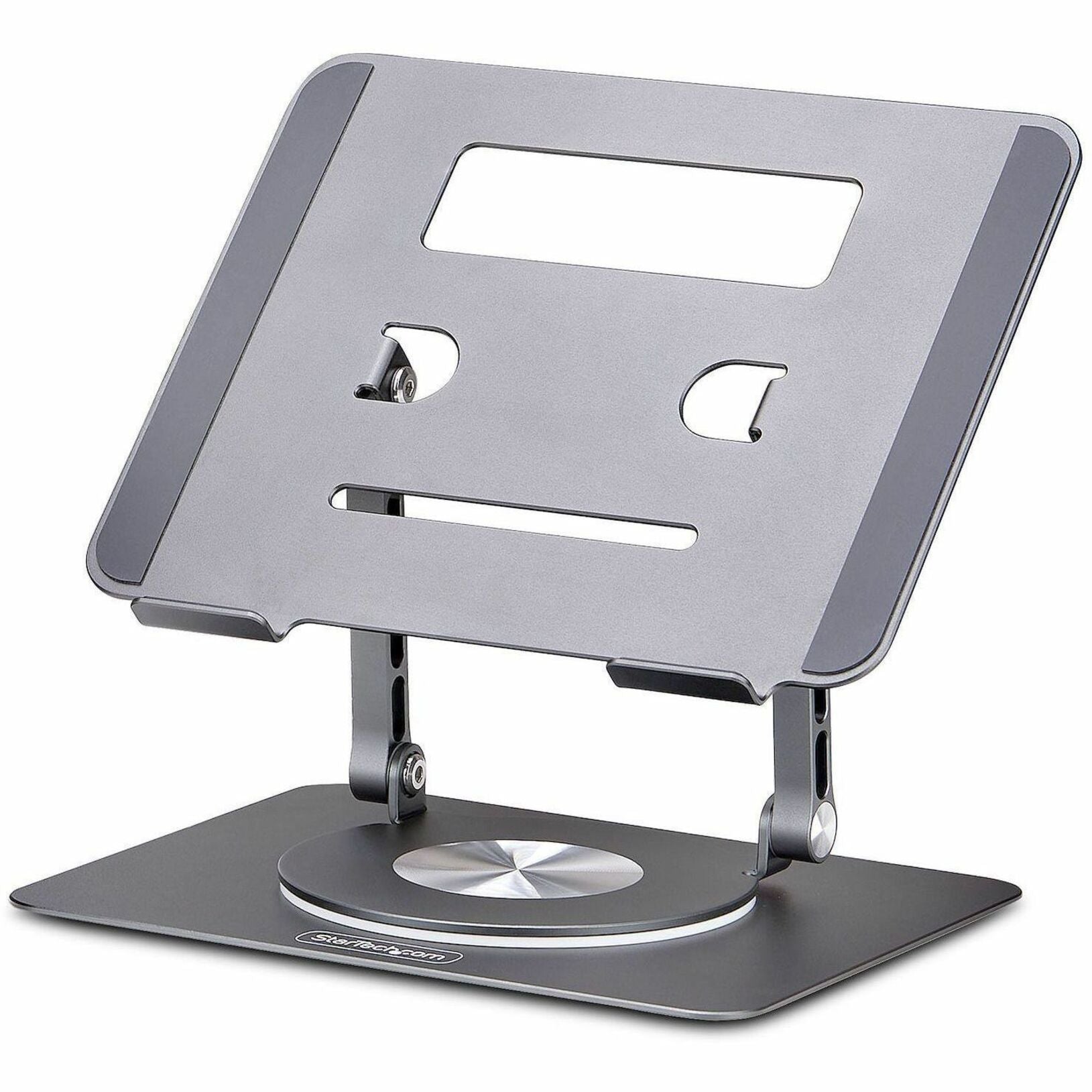StarTech.com Rotating Laptop Stand, 360 Swivel, Ergonomic Desk Riser for Computer, Adjustable Height/Tilt, Max 11lb, Aluminum, Portable