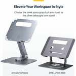 StarTech.com Rotating Laptop Stand, 360 Swivel, Ergonomic Desk Riser for Computer, Adjustable Height/Tilt, Max 11lb, Aluminum, Portable - Alternate view 6