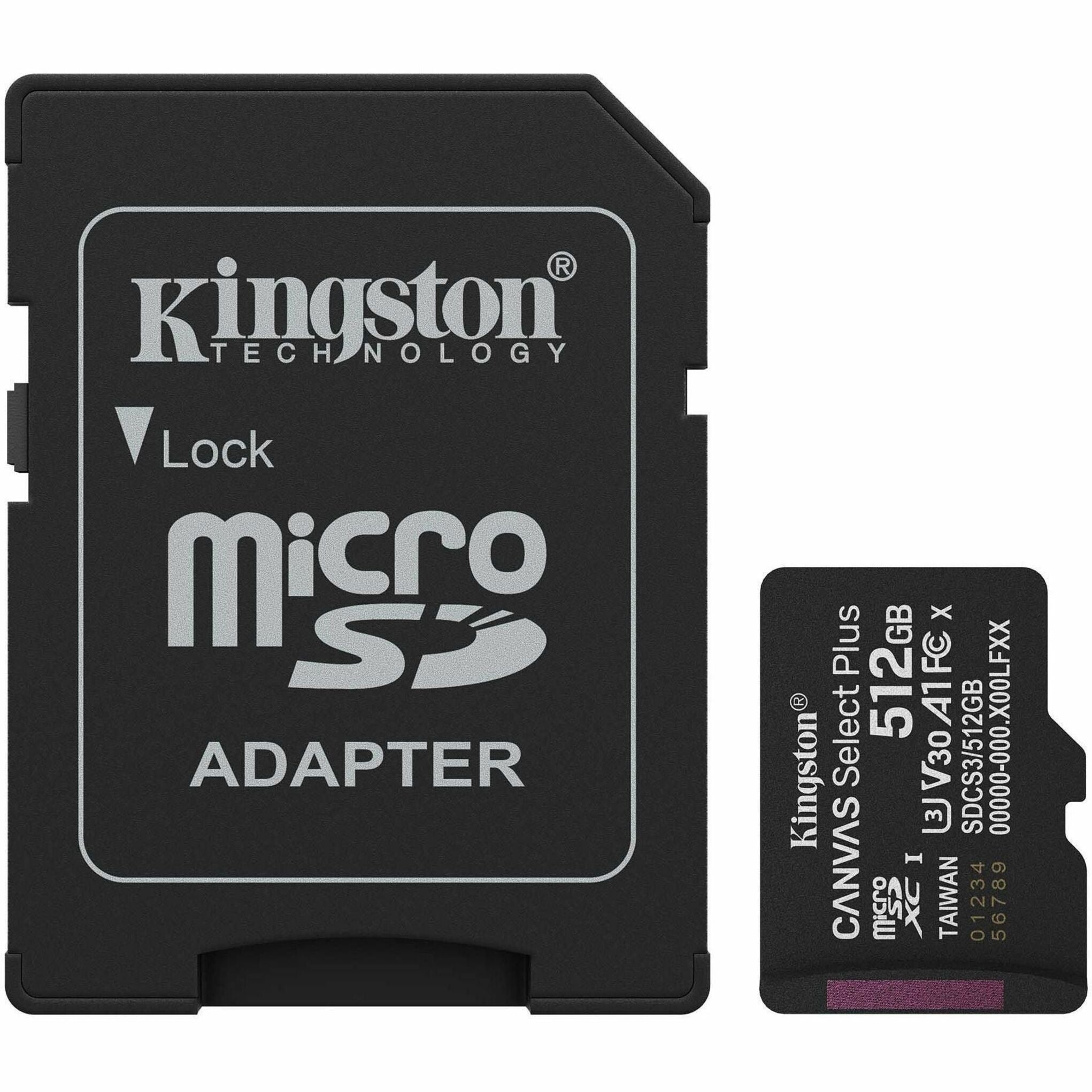 Kingston Canvas Select Plus 512 GB Class 10/UHS-I (U3) V30 microSDXC - 1