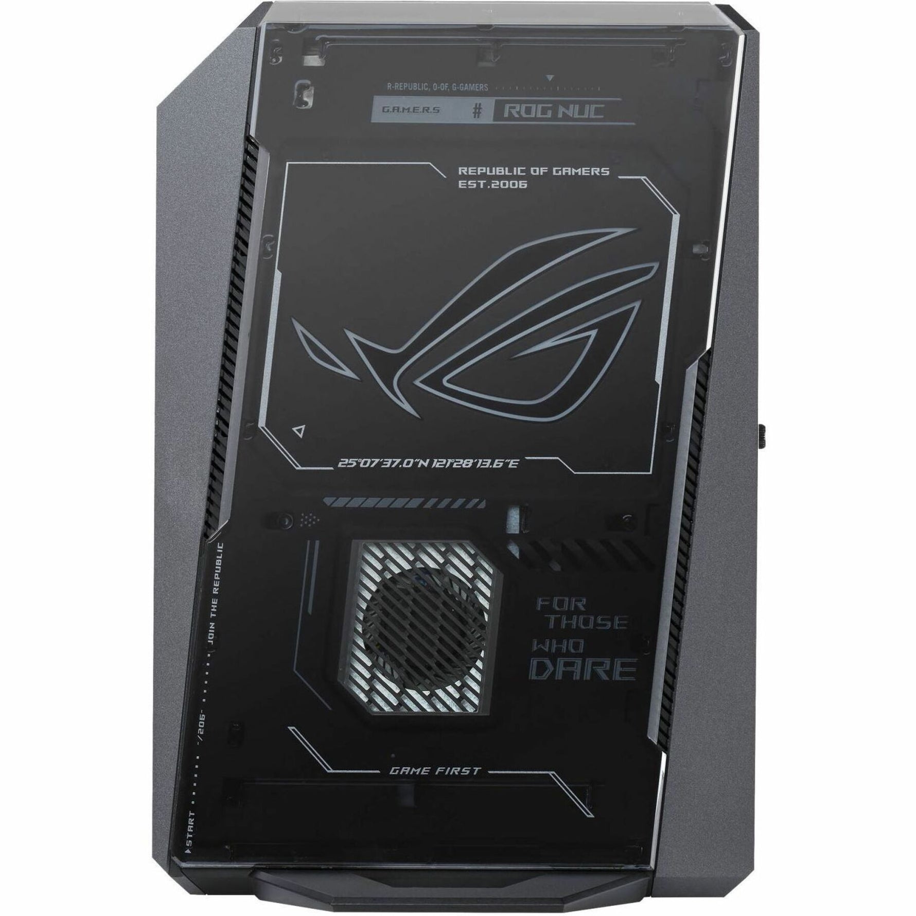 Asus ROG NUC 2025 RNUC15JNK9X489A4 Gaming Desktop Computer - Intel Core Ultra 9 275HX - 32 GB - 2 TB SSD - Left view