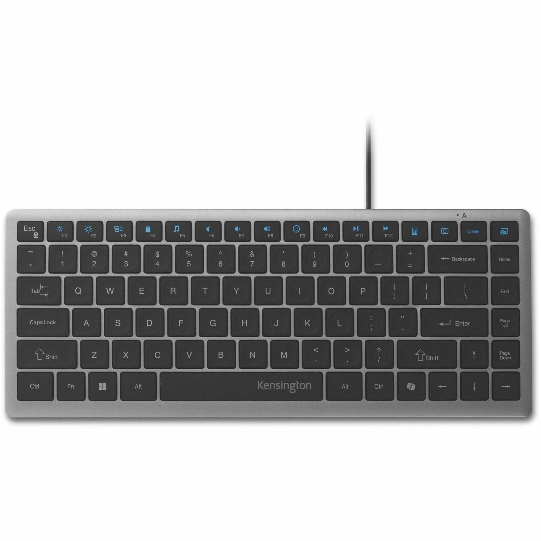Kensington KB415 Keyboard - Compact - Cable Connectivity - USB Type C Interface - Space Gray - Top view