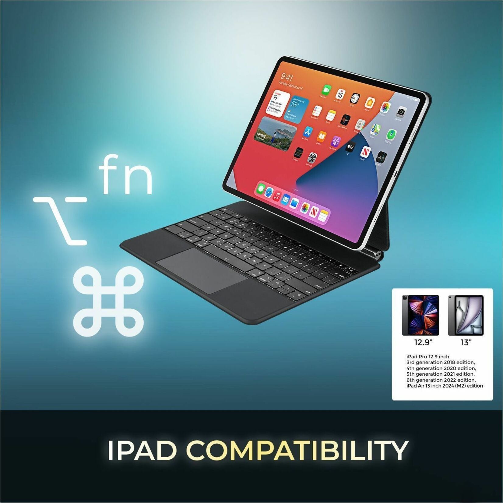 Adesso Portable Keyboard/Cover Case for 32.8 cm (12.9') to 33 cm (13') Apple iPad Pro (3rd Generation), iPad Pro (4th Generation), iPad Pro (5th Generation), iPad Pro (6th Generation), iPad Air 13 (20 - Alternate view 9