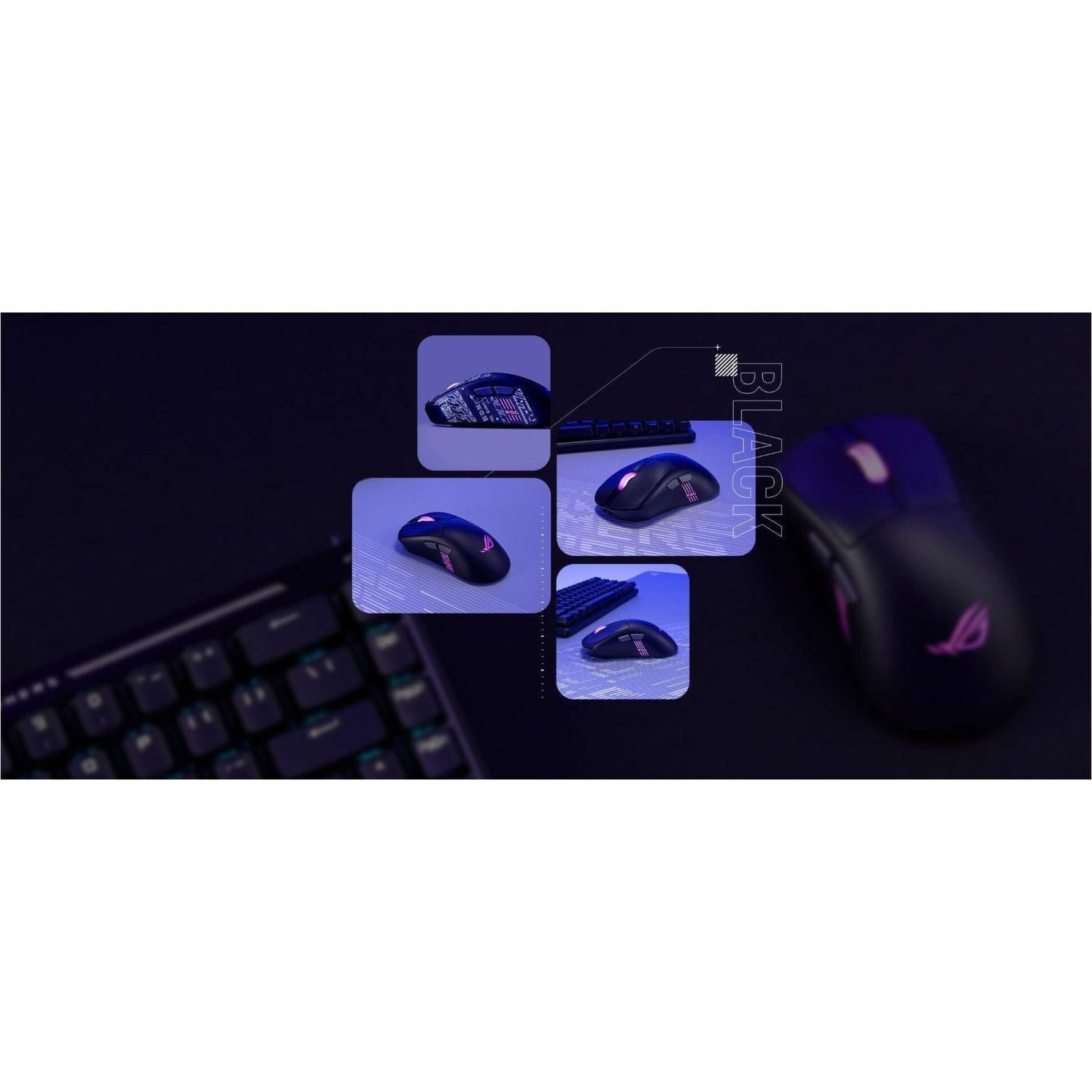 Asus ROG Keris II Origin P722 Gaming Mouse - Bluetooth/Radio Frequency - USB 2.0 Type A - Optical - Black - 1 - Alternate view 14