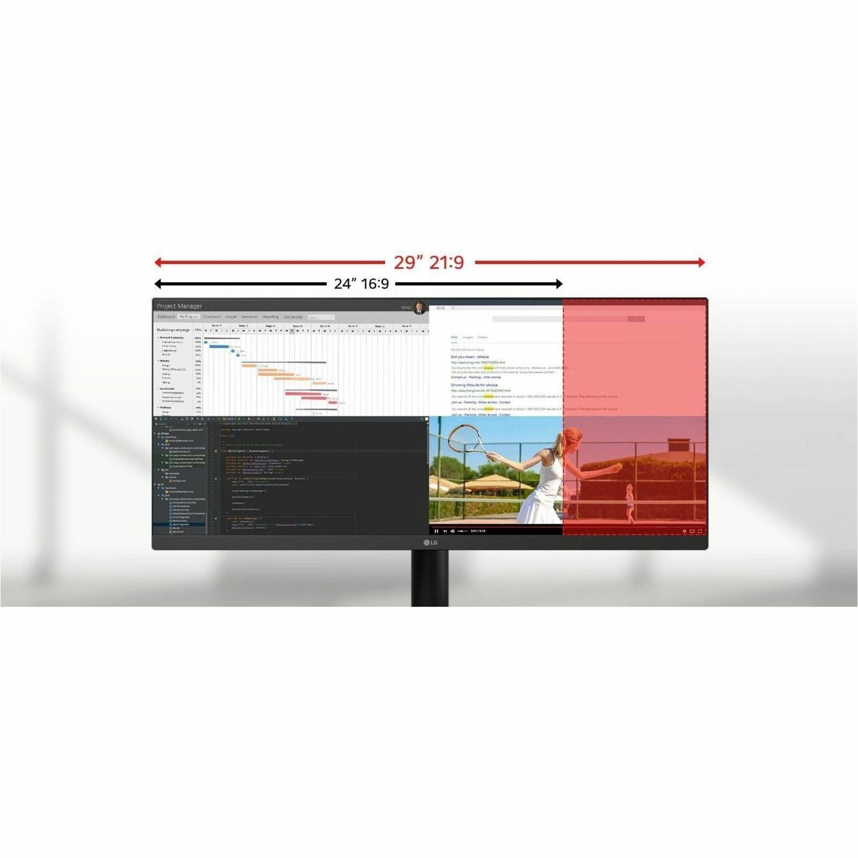 LG Ultrawide 29U511A-B 29' Class UW-FHD LCD Monitor - 21:9 - Black - Alternate view 7